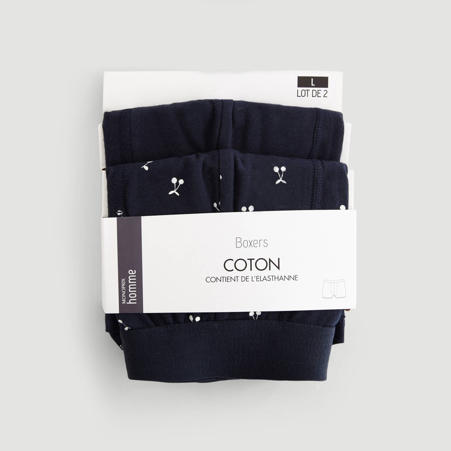 Lot de 2 boxers imprimés, Bleu marine, large image number 1