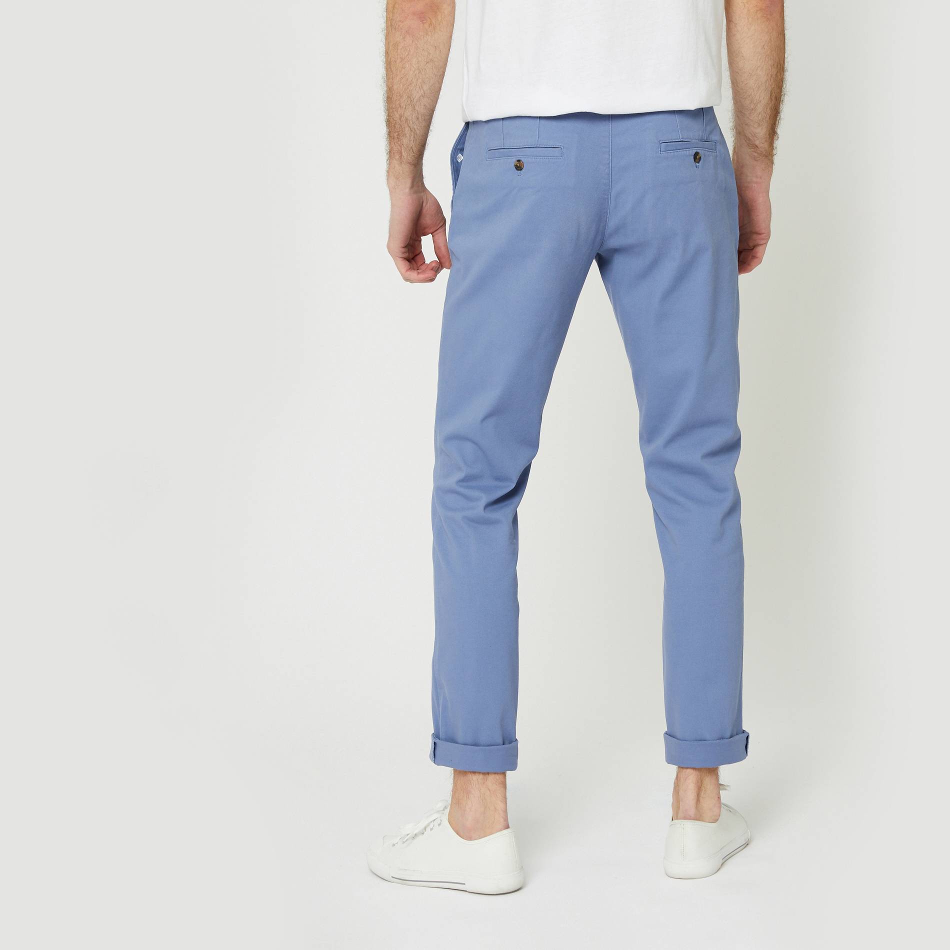 Pantalon chino straight en coton BIO, Bleu marine, large image number 1.0