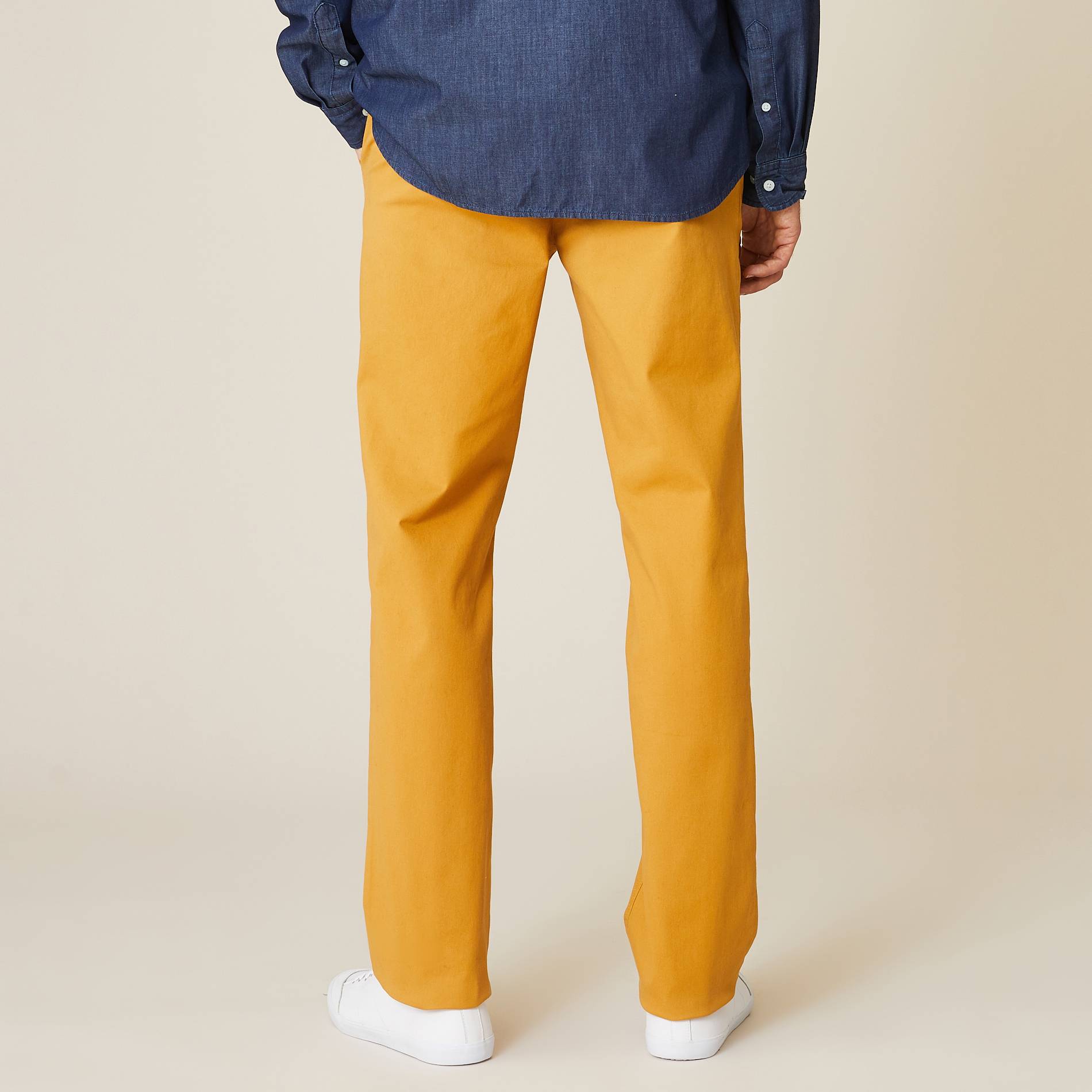 Pantalon chino straight en coton BIO, Jaune foncé, large image number 7.0