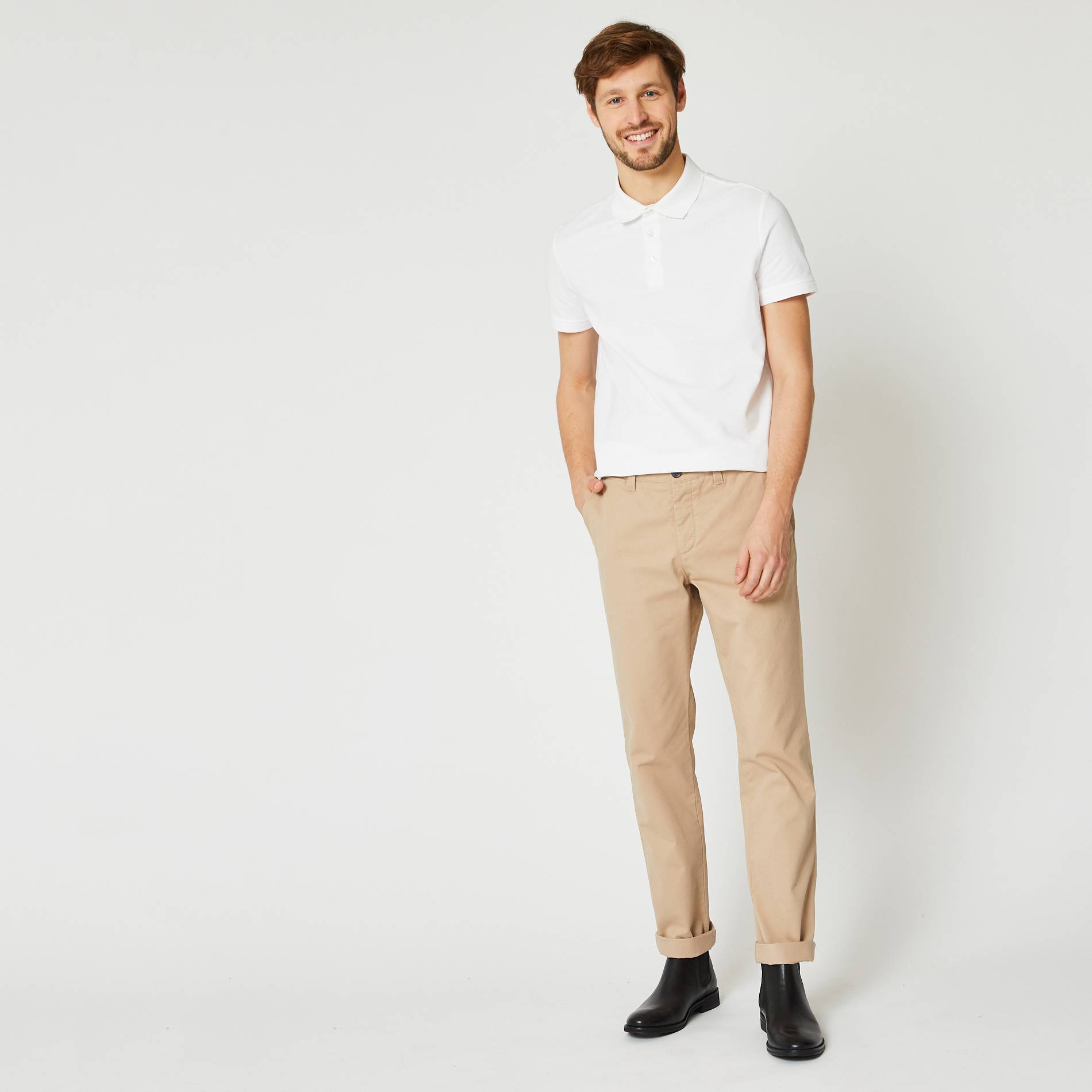 Pantalon chino coupe regular en coton BIO, Beige, large image number 0