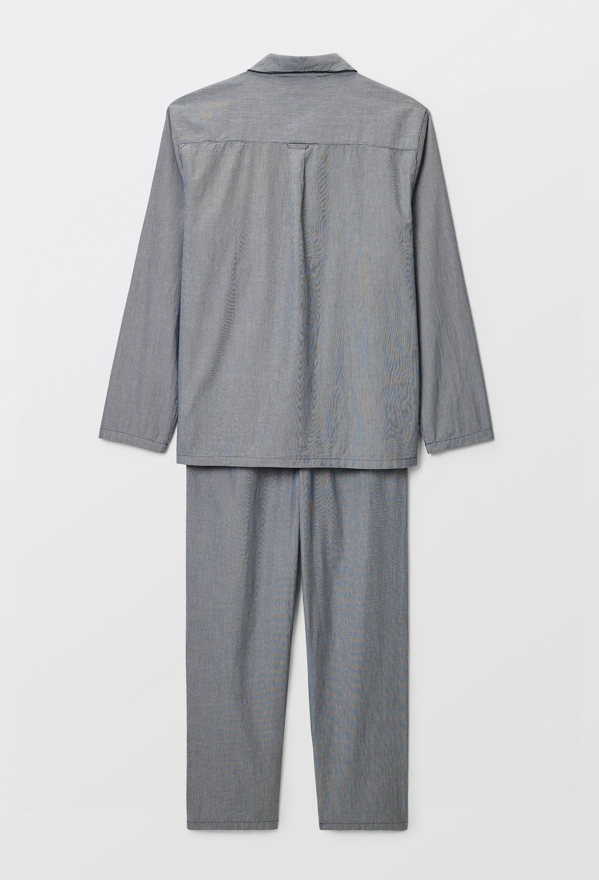 Pyjama Chemise manches longues et pantalon ray&eacute; en coton BIO GOTS, Bleu fonc&eacute;, large image number 4.0