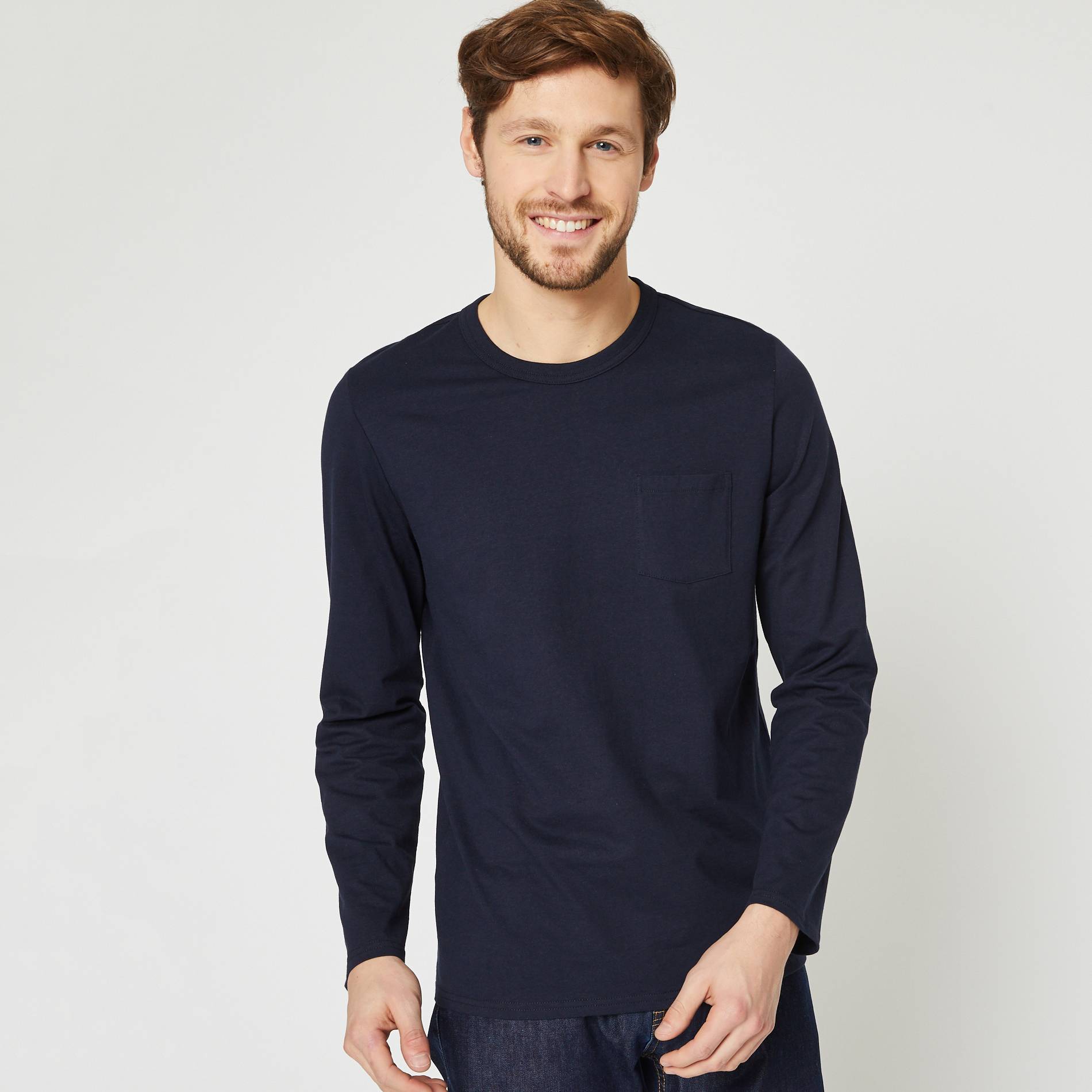 T-shirt manches longues en coton BIO, Bleu marine, large image number 0.0