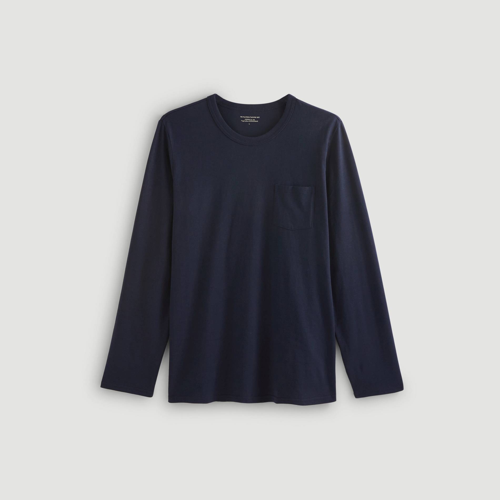 T-shirt manches longues en coton BIO, Bleu marine, large image number 2