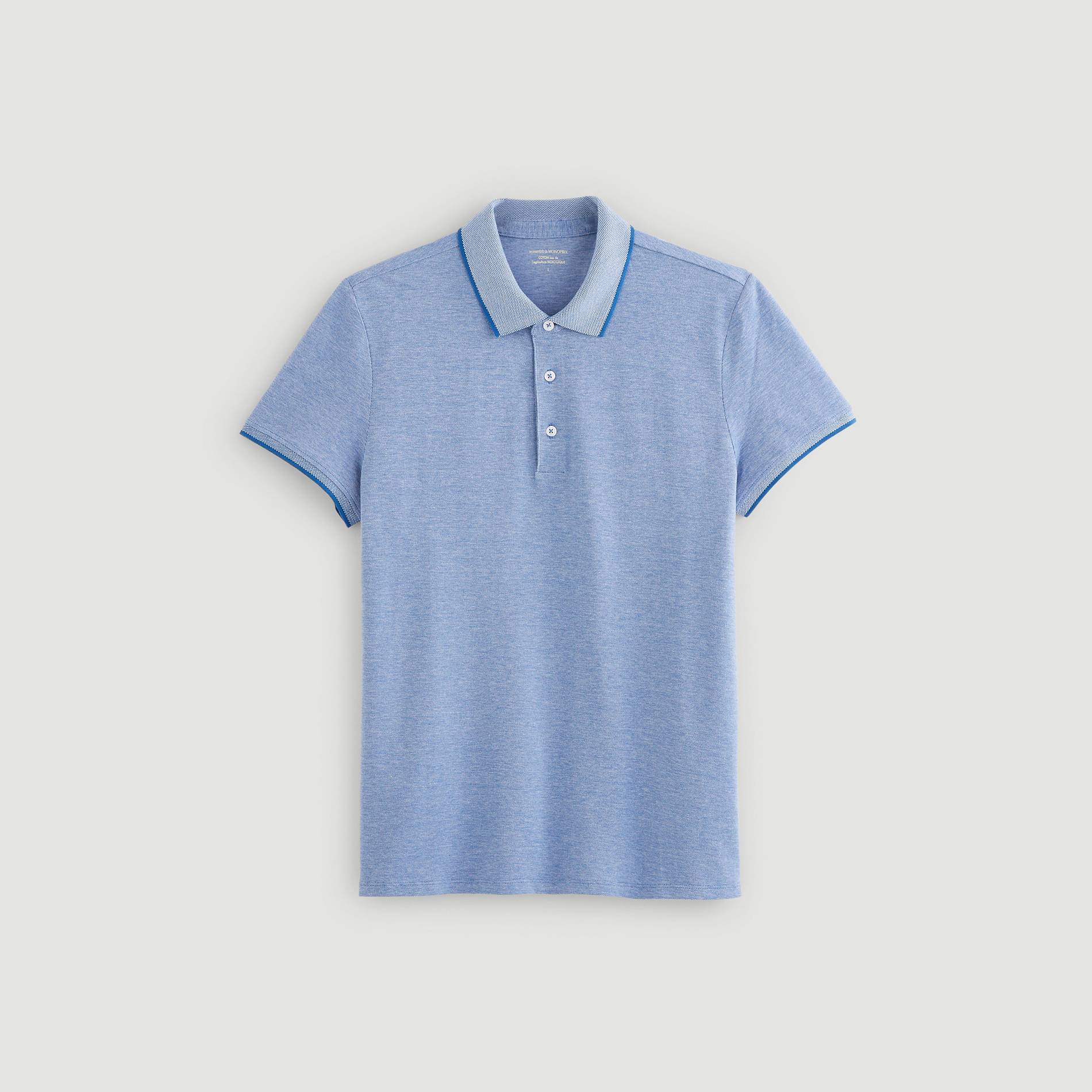 Polo en coton piqué BIO, Bleu, large image number 2