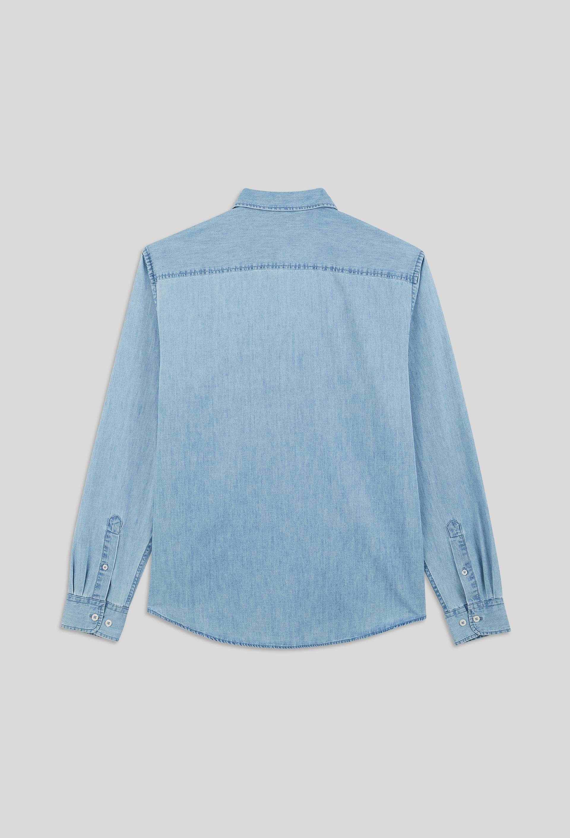 Chemise manches longues chambray jean en coton BIO GOTS, Bleu clair, large image number 7