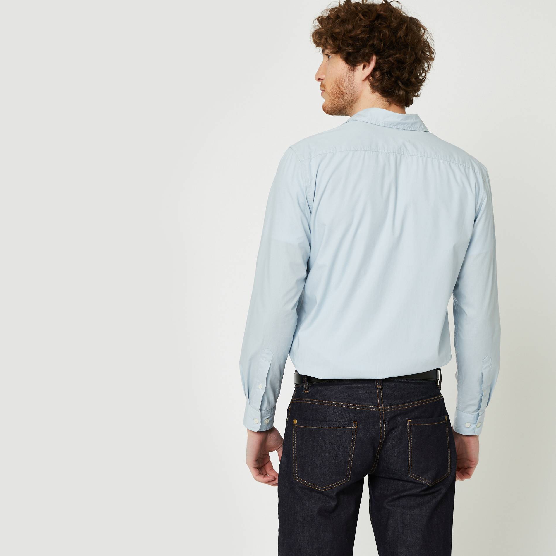 Chemise popeline coupe regular en coton BIO, Bleu gris, large image number 1