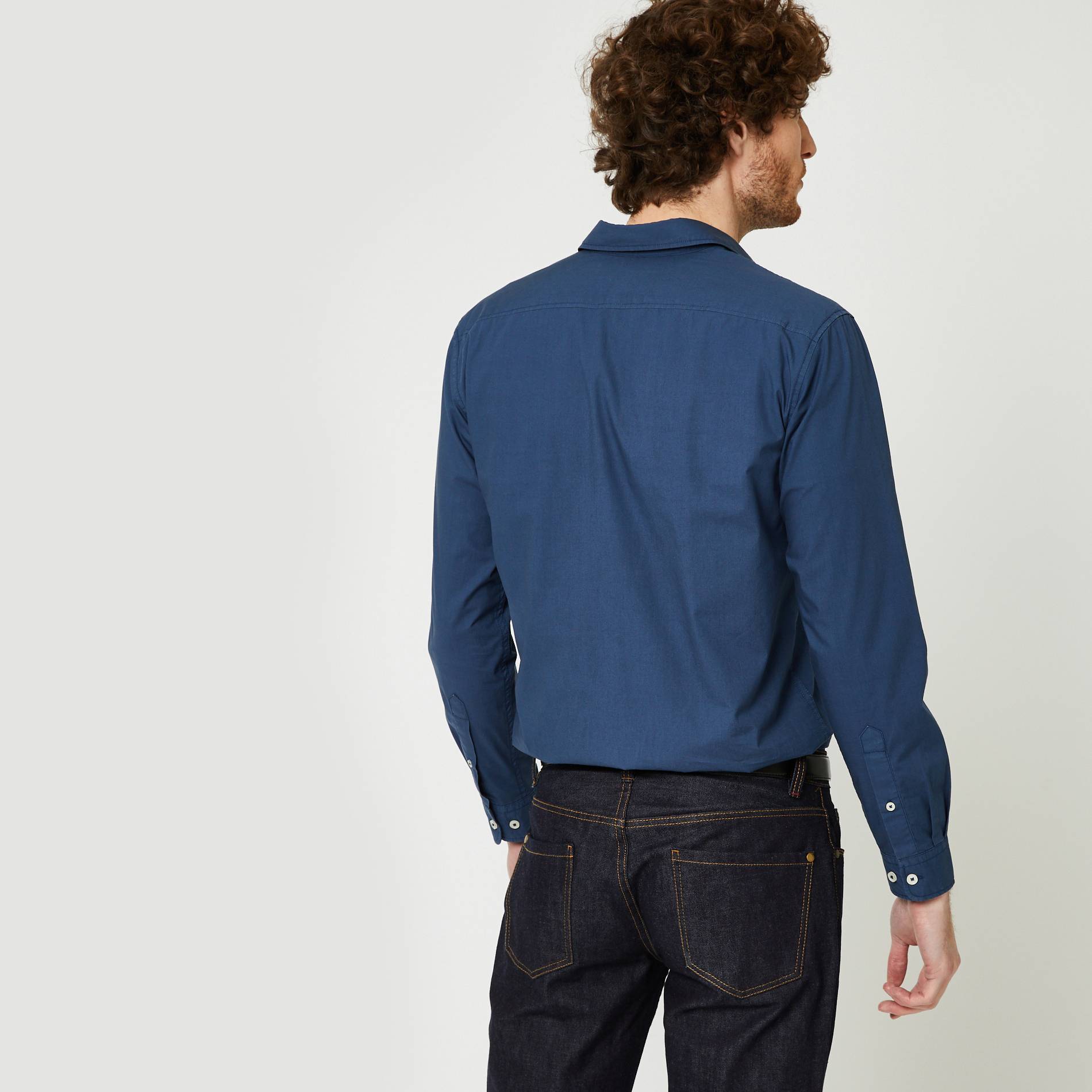 Chemise popeline coupe regular en coton BIO, Indigo, large image number 1.0