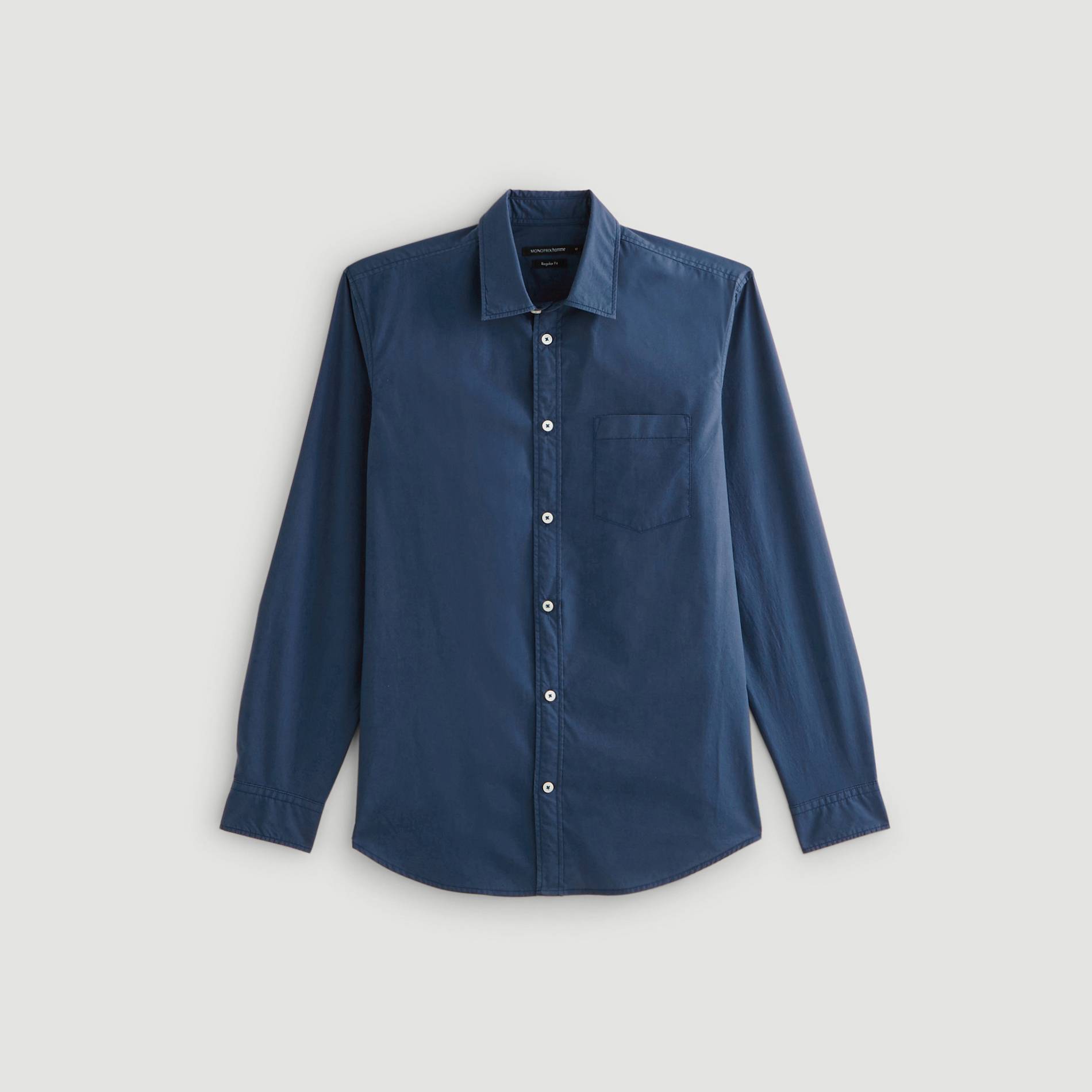 Chemise popeline coupe regular en coton BIO, Indigo, large image number 2.0