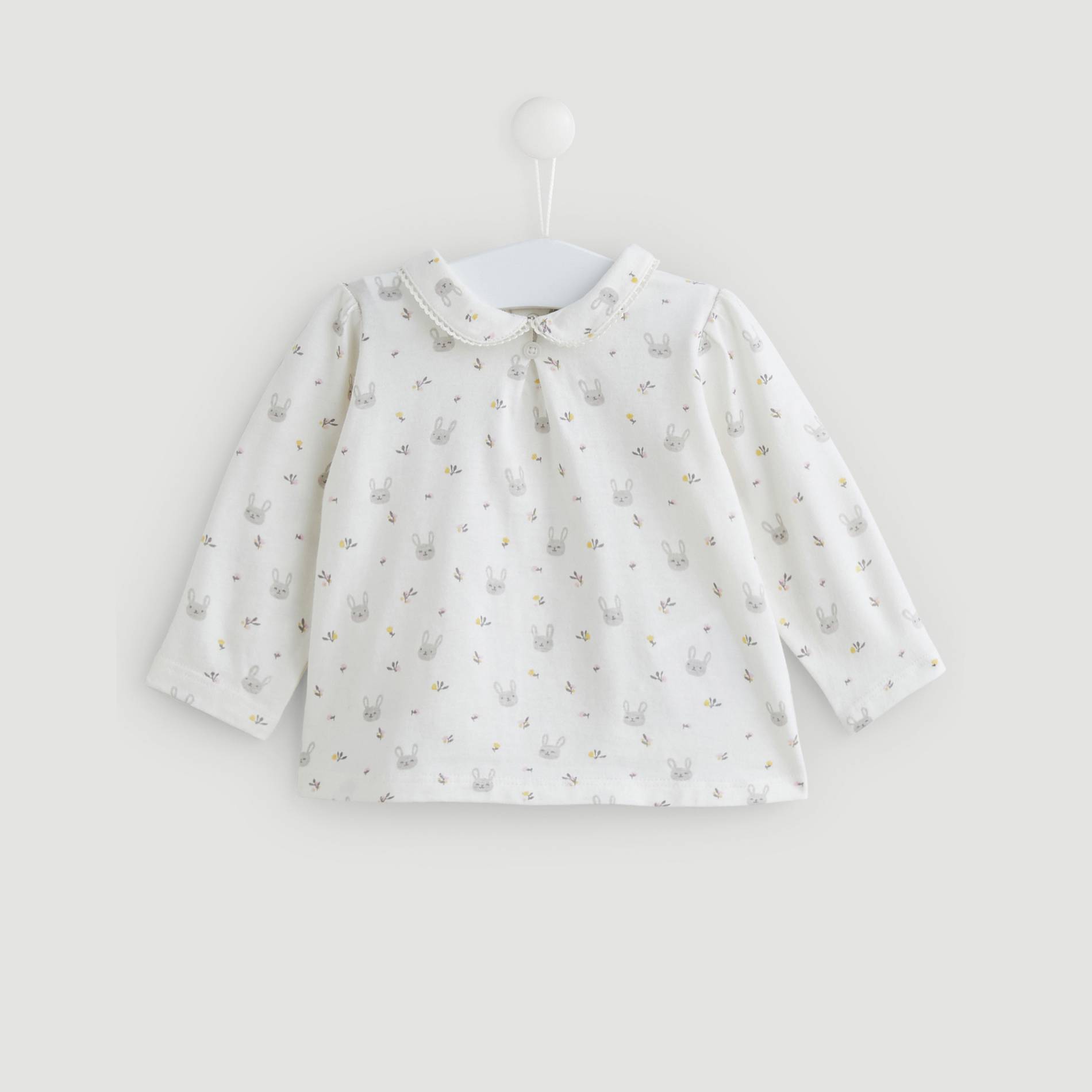 Blouse manches longues imprimée, Ecru, large image number 0