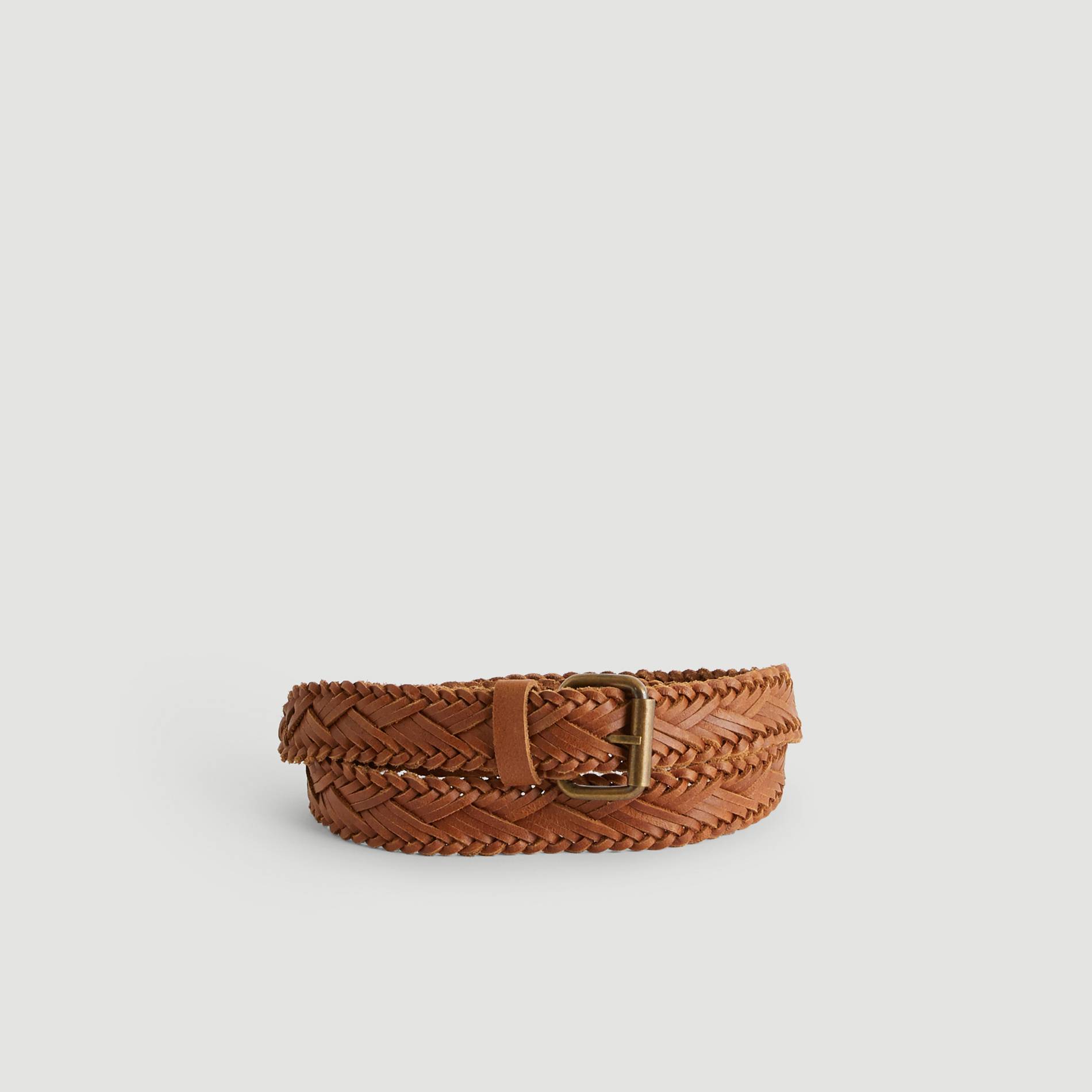 Ceinture cuir tressé, Caramel, large image number 0