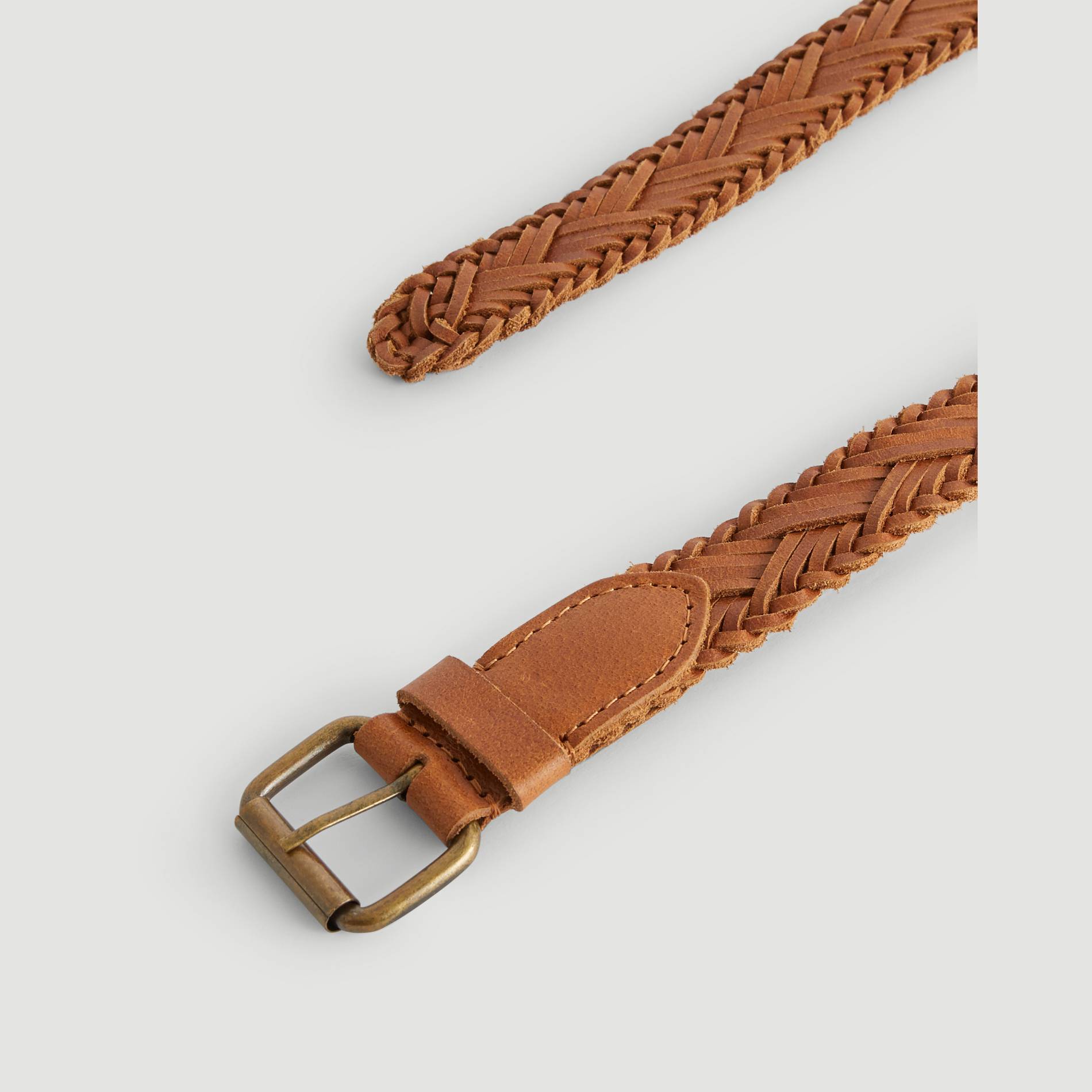 Ceinture cuir tressé, Caramel, large image number 1