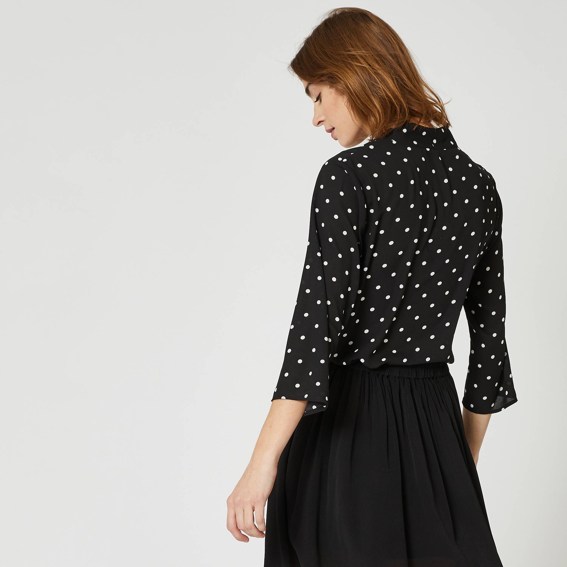 Blouse fluide à pois, Noir, large image number 1