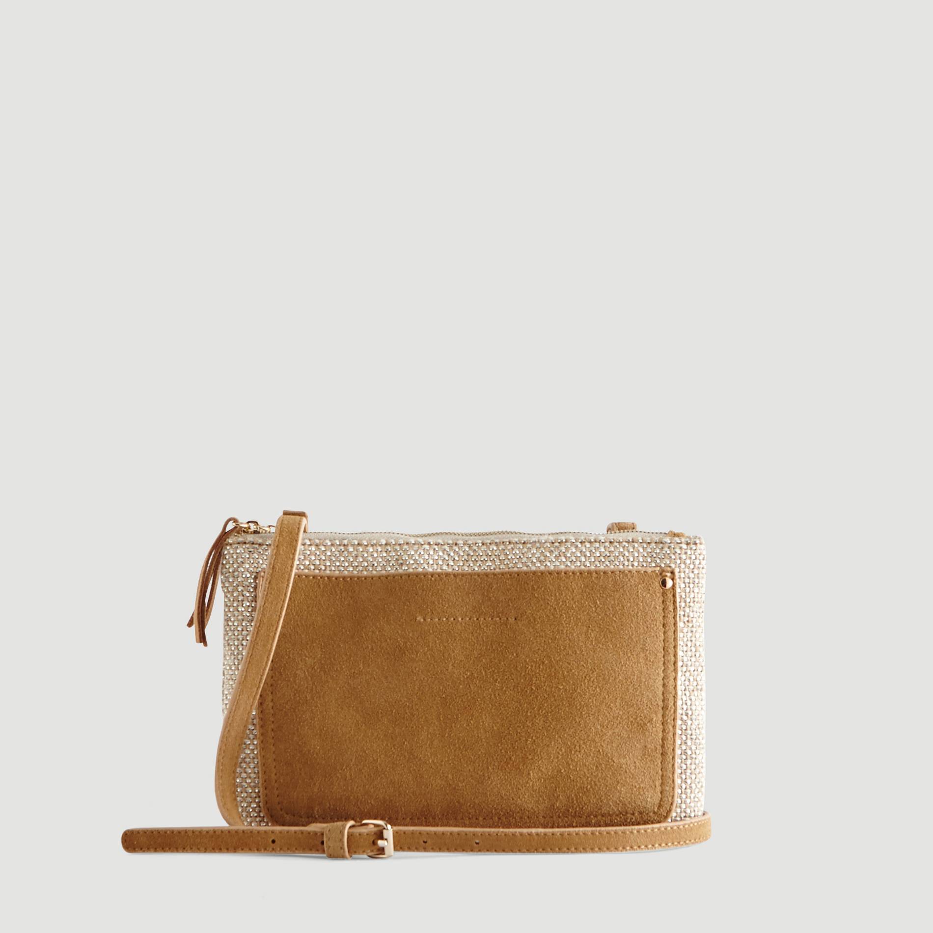 Sac zippé jute effet brillant, Beige, large image number 0