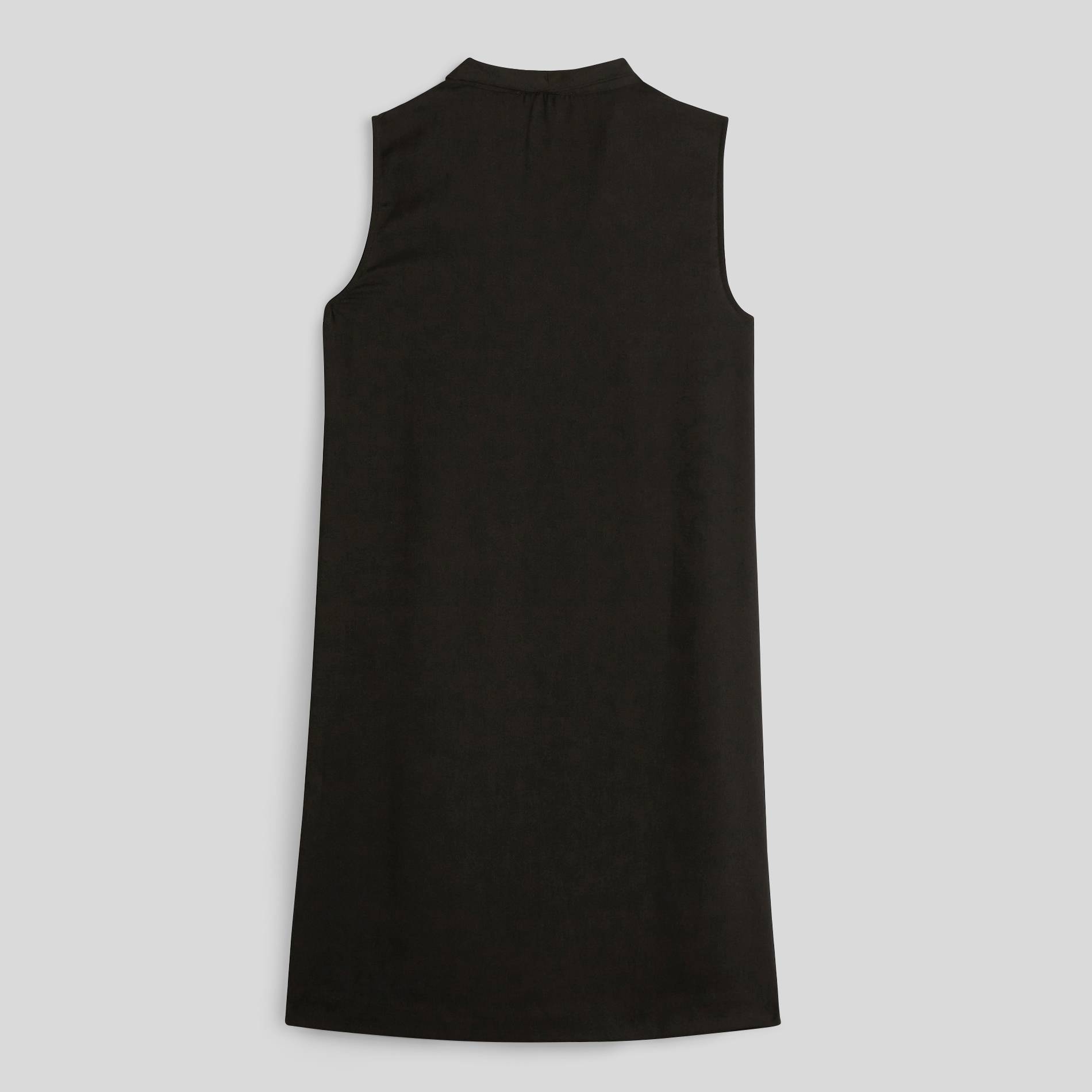 Robe courte unie sans manches col V, Noir, large image number 2