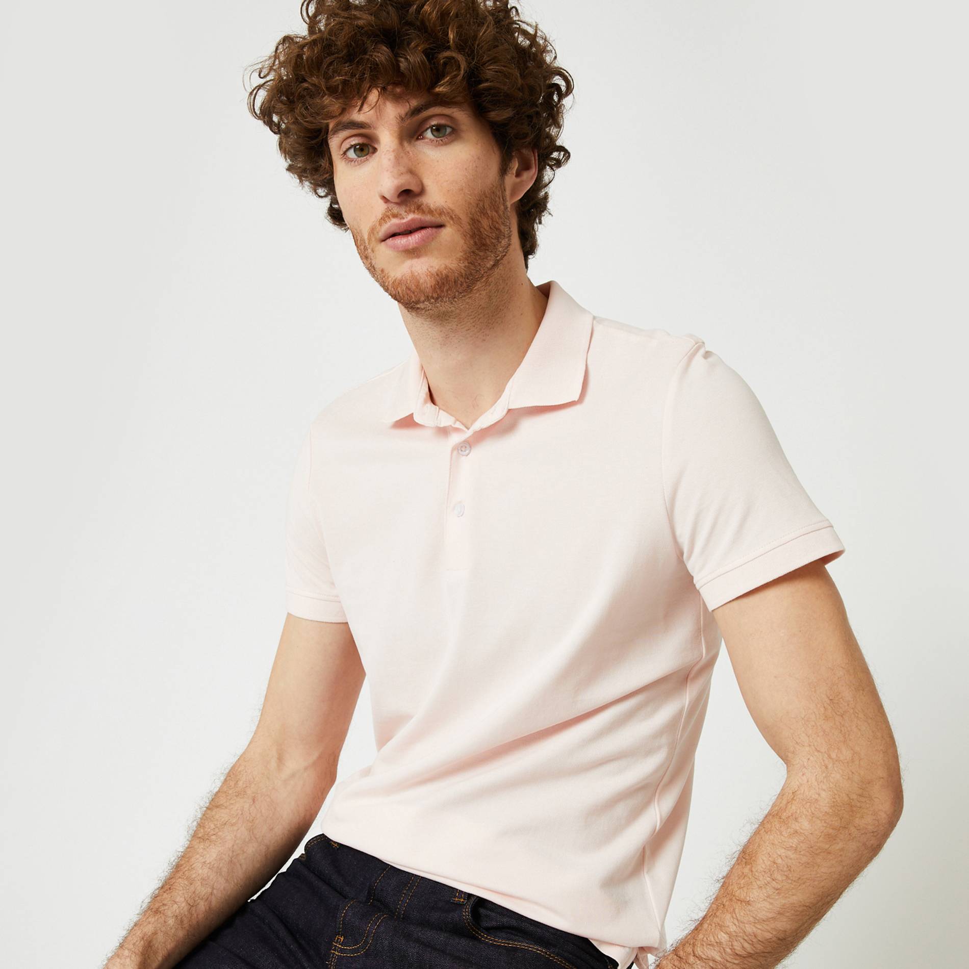 Polo piqué en coton BIO, Rose pâle, large image number 0.0