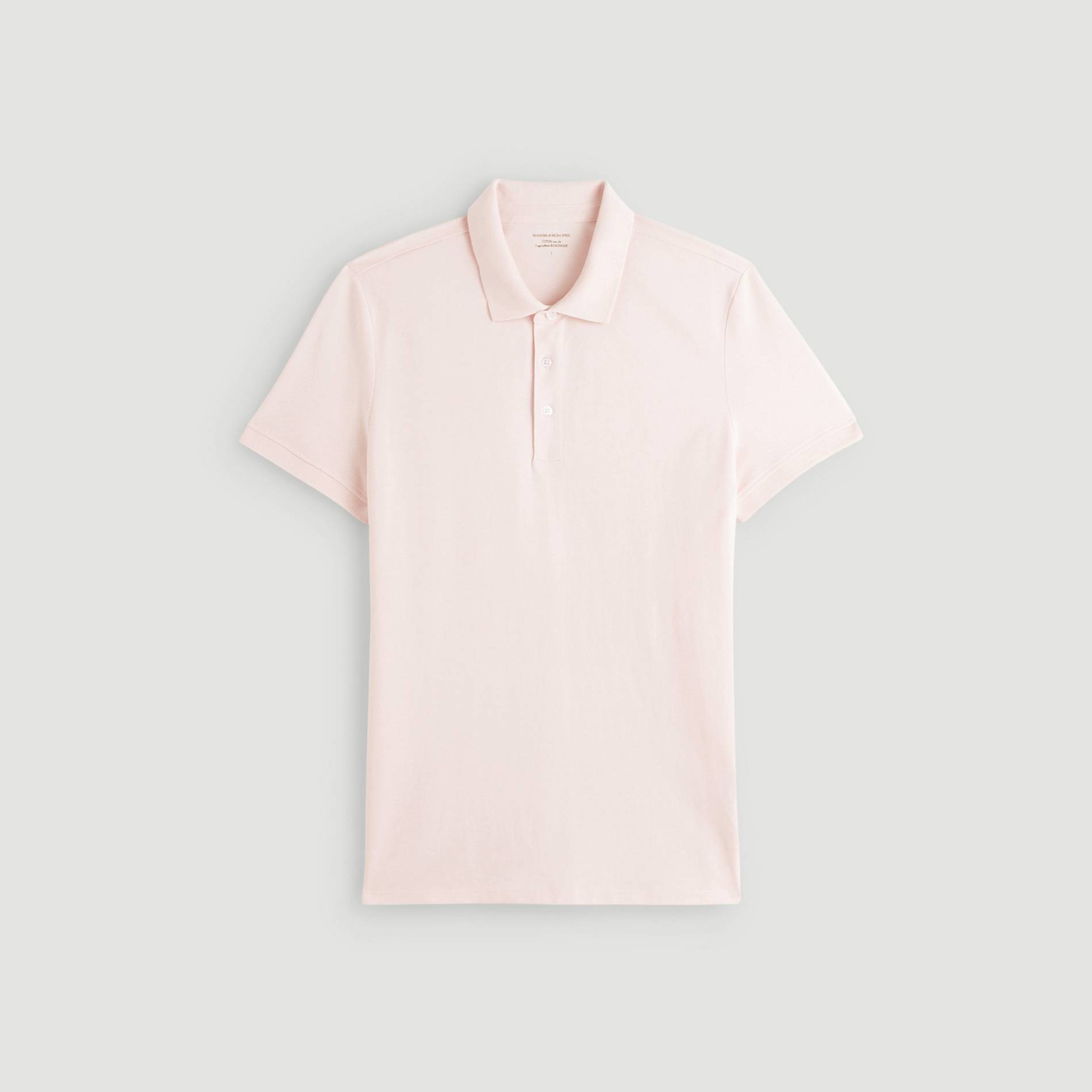 Polo piqué en coton BIO, Rose pâle, large image number 2.0