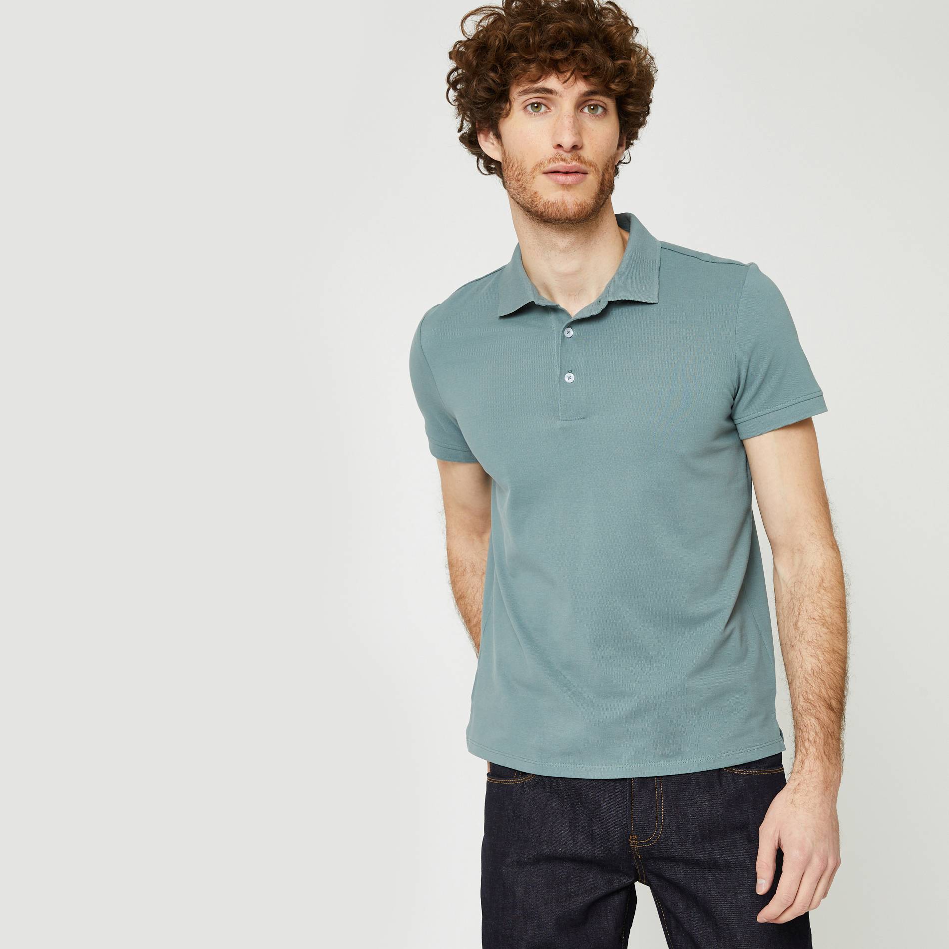 Polo piqué en coton BIO, Vert foncé, large image number 0