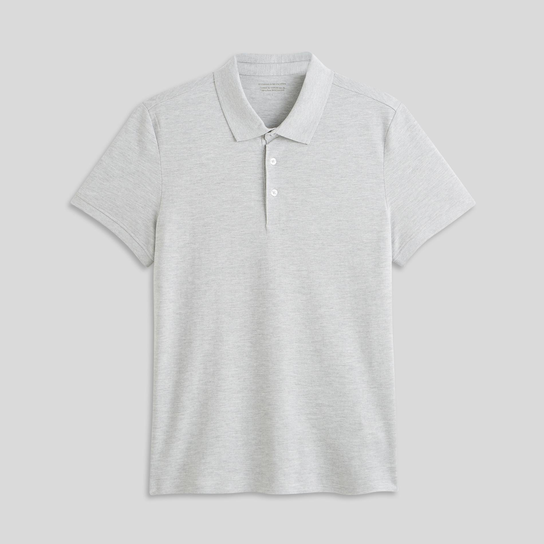 Polo piqué en coton BIO, Gris foncé, large image number 2.0