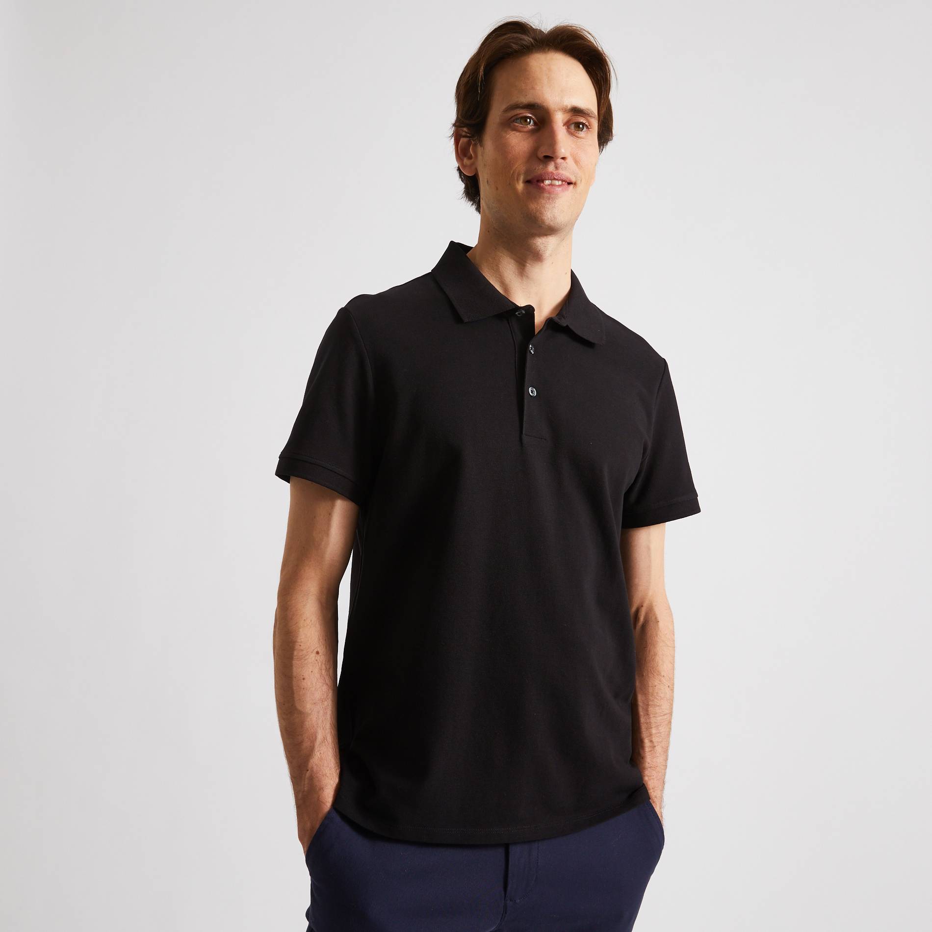 Polo piqué en coton BIO, Noir, large image number 0.0