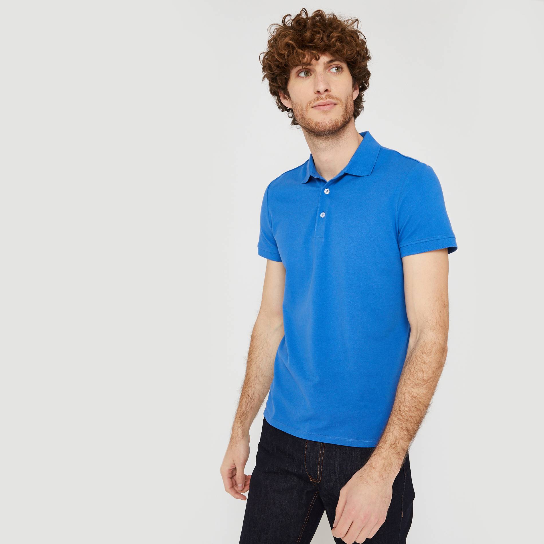 Polo piqué en coton BIO, Bleu, large image number 0