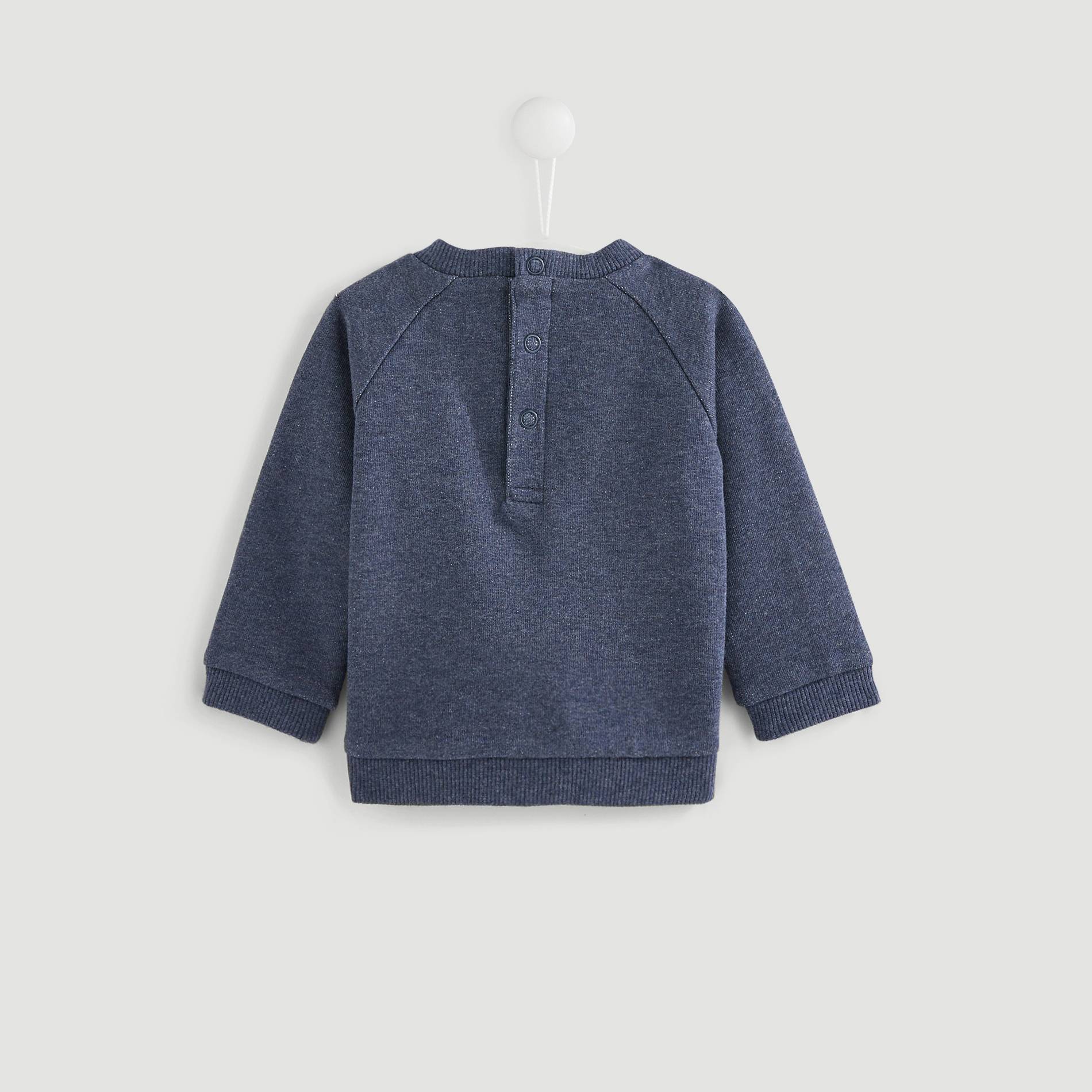Sweat imprimé en coton BIO, Bleu gris, large image number 1
