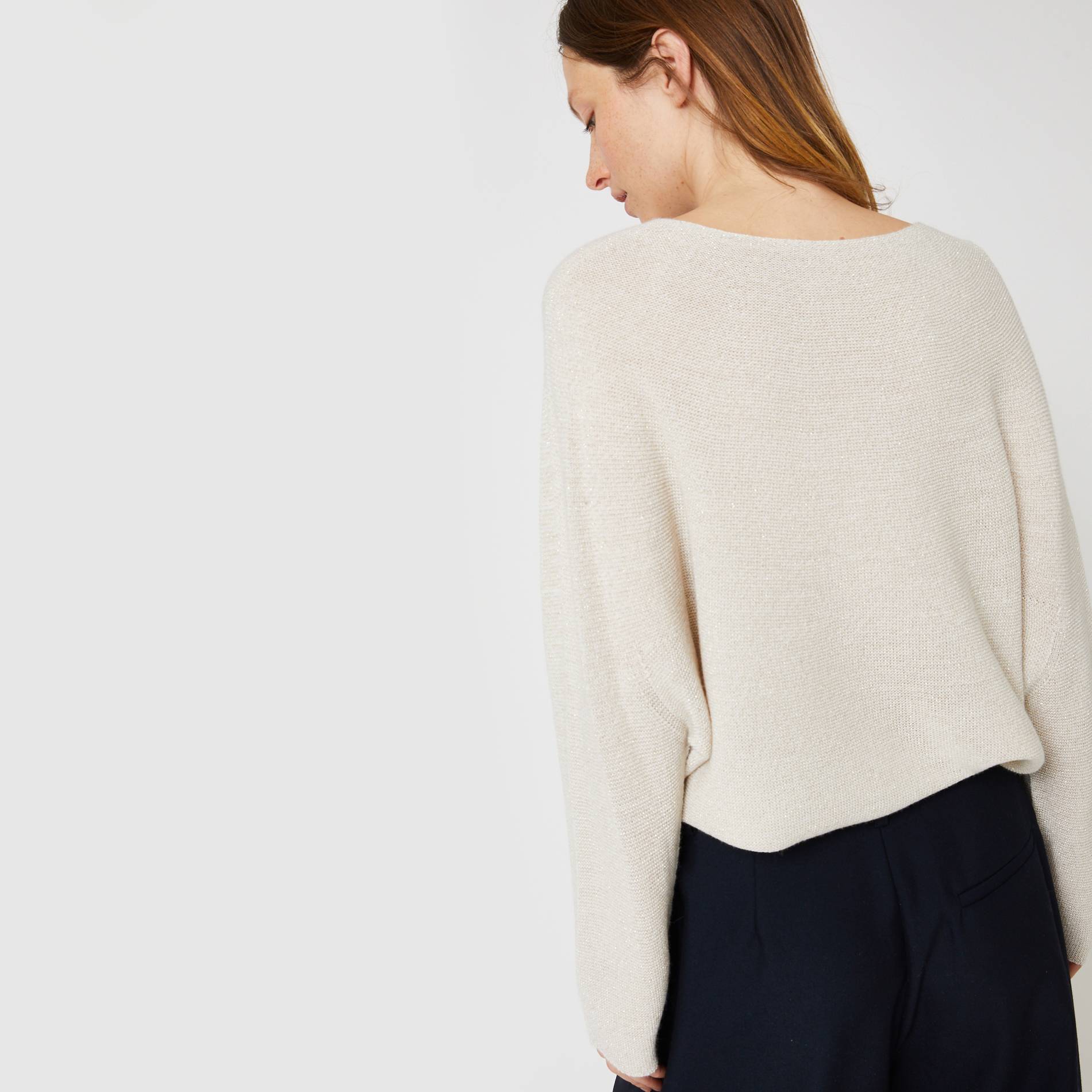 Pull italien contenant de laine, Ecru, large image number 1.0