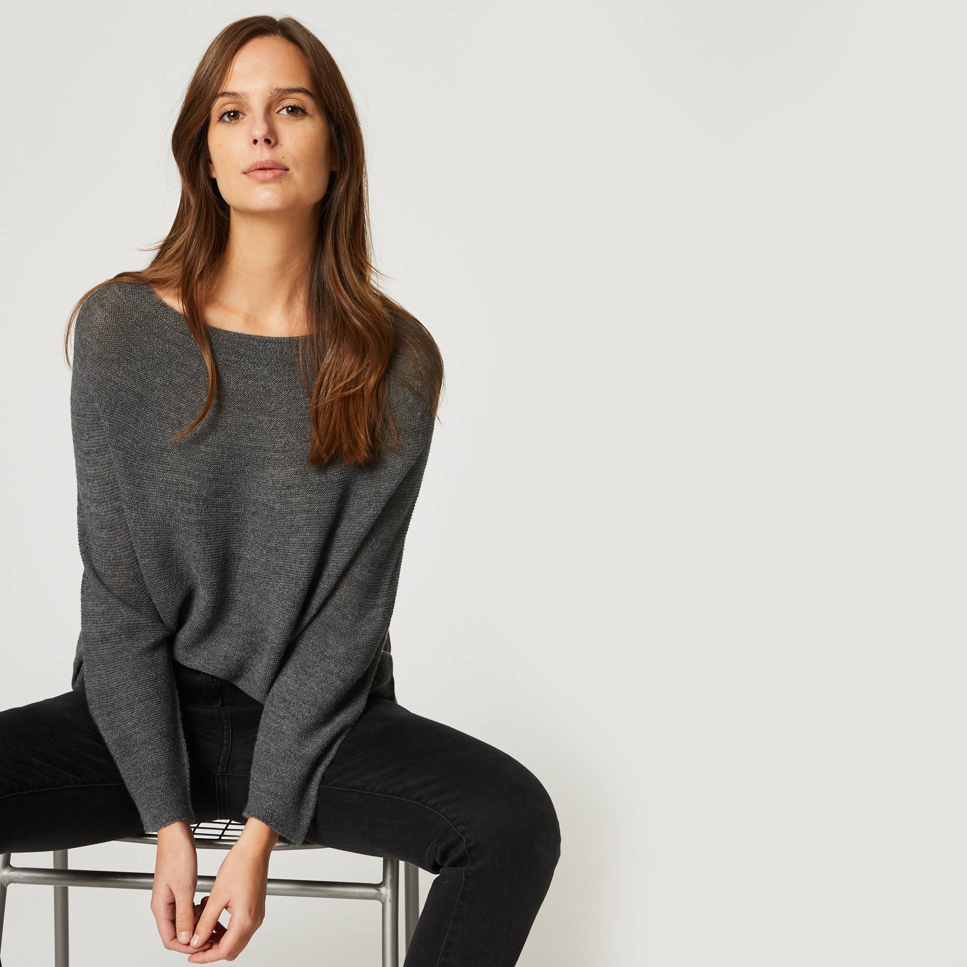 Pull italien contenant de laine, Gris moyen, large image number 0.0