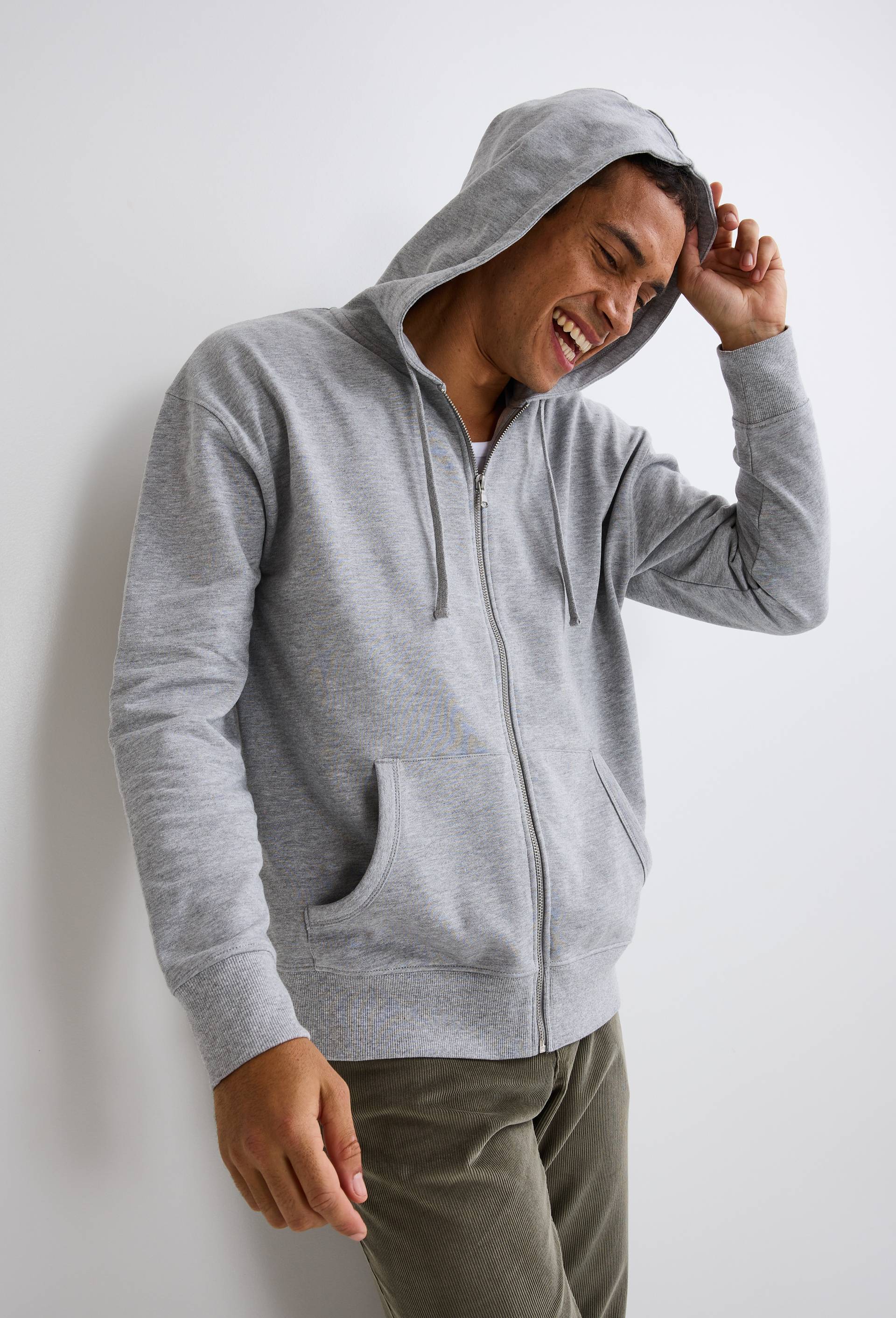 Sweat à capuche zippé en coton BIO GOTS, Gris, swatch image