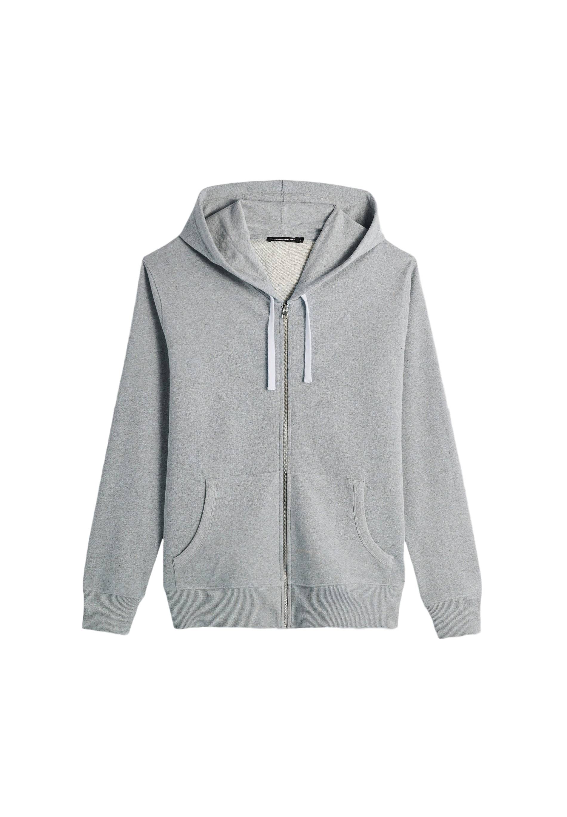 Sweat molleton &agrave; capuche zipp&eacute; en coton BIO GOTS, Gris, large image number 6.0