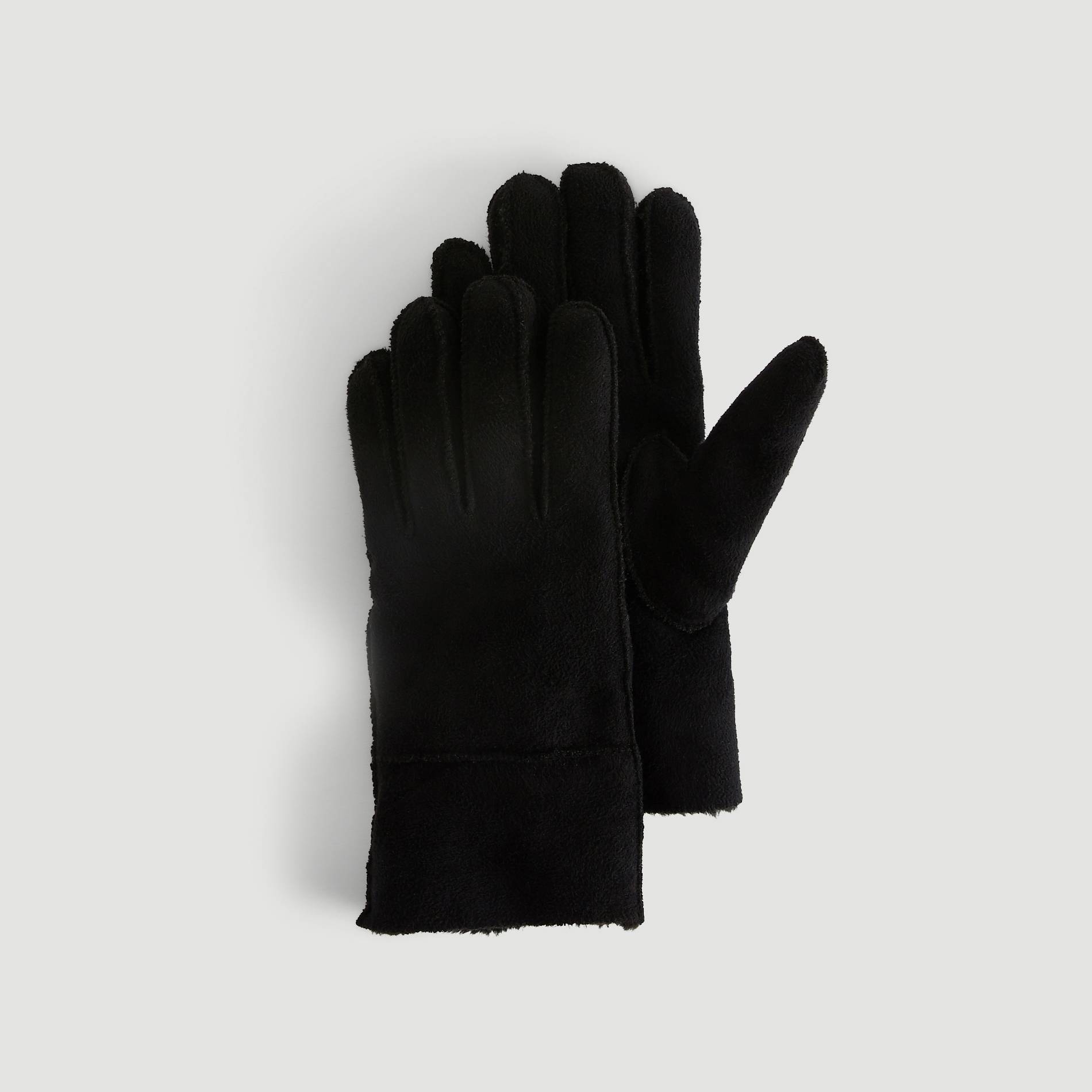 Gants unis en suédine, Noir, large image number 0