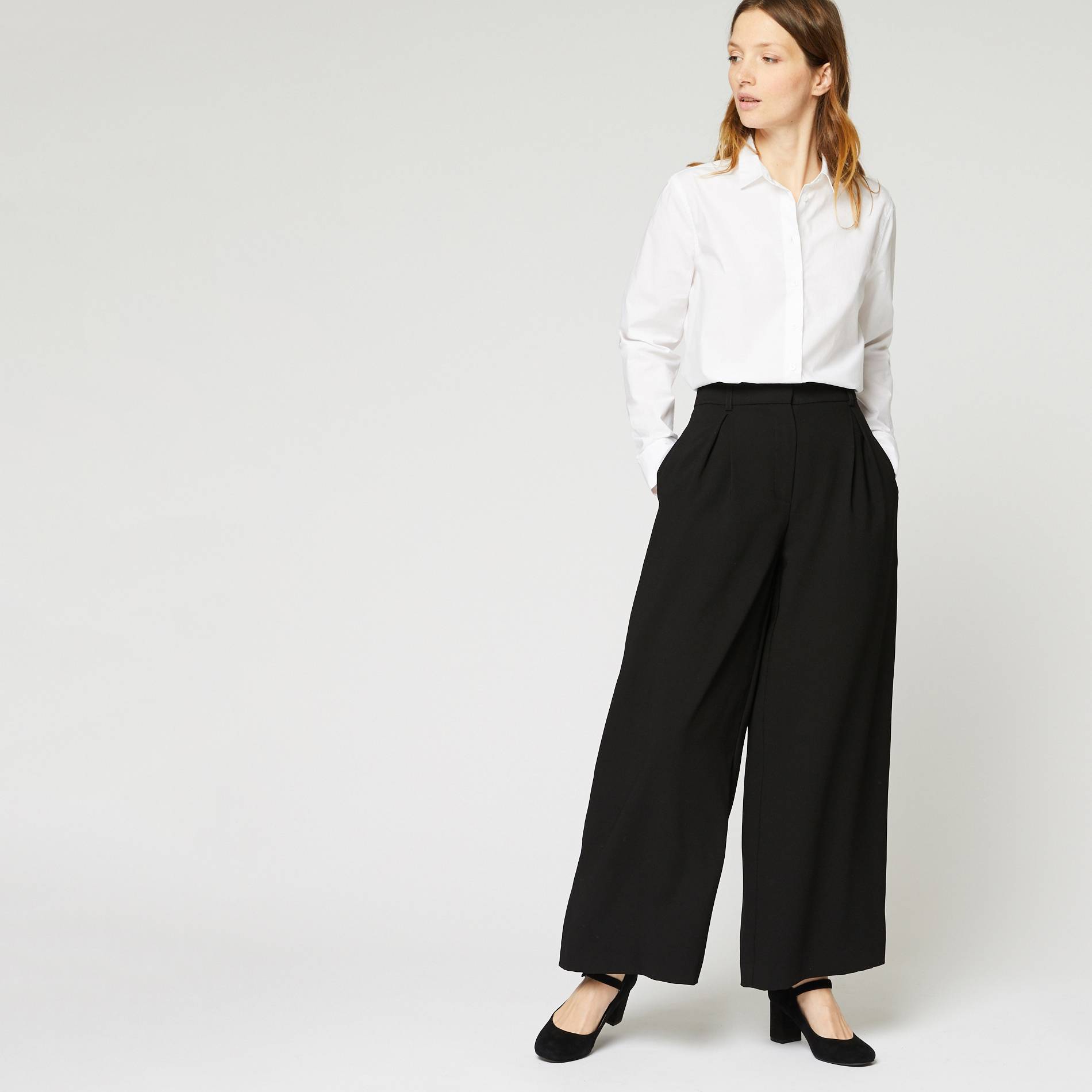 Pantalon large raccourci, Noir, large image number 0.0