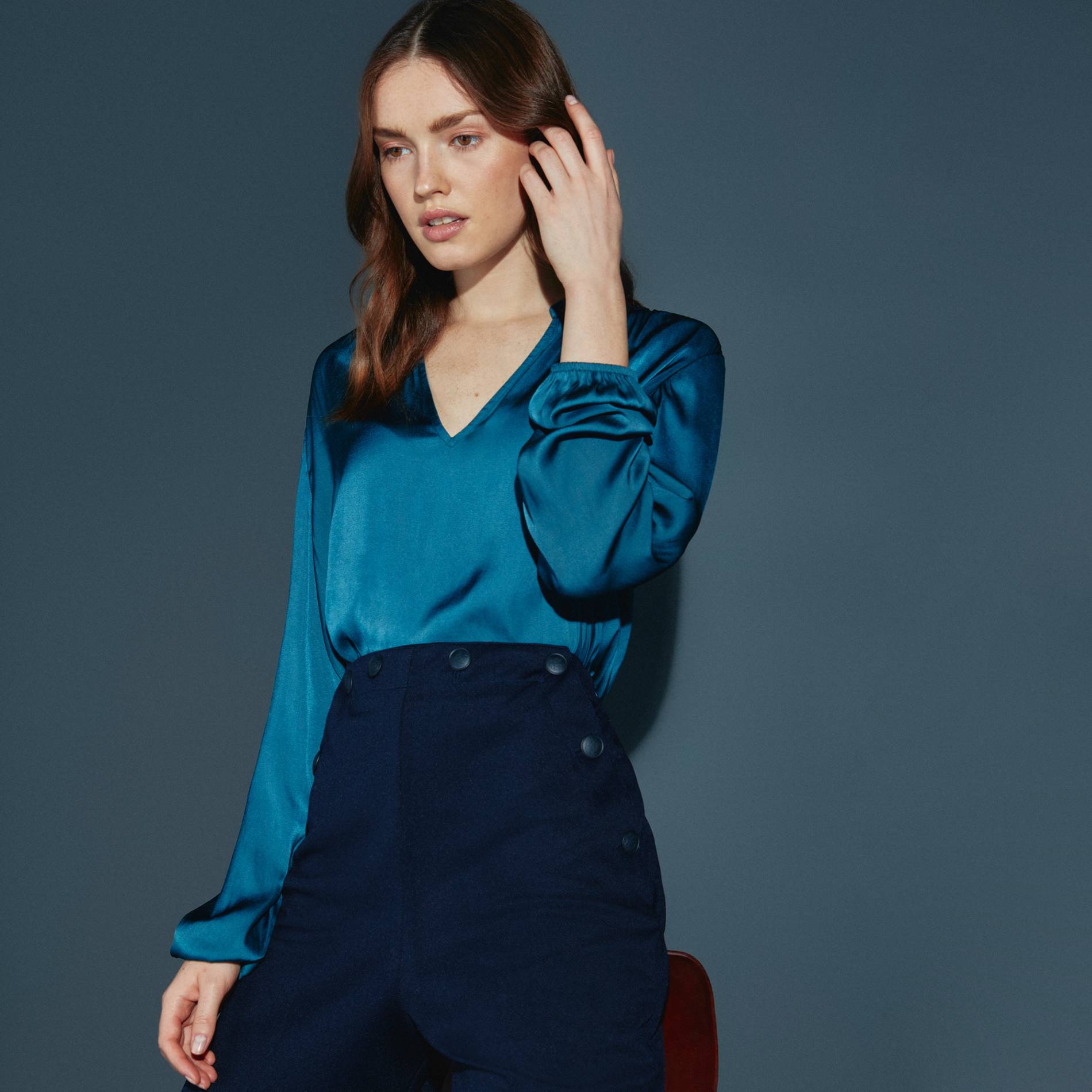 Blouse fluide unie, Vert fonc&eacute;, large image number 0