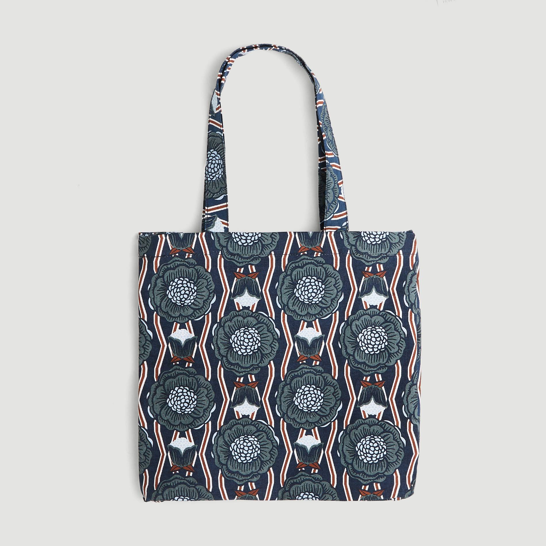 Tote bag imprimé en coton BIO, Bleu marine, large image number 1