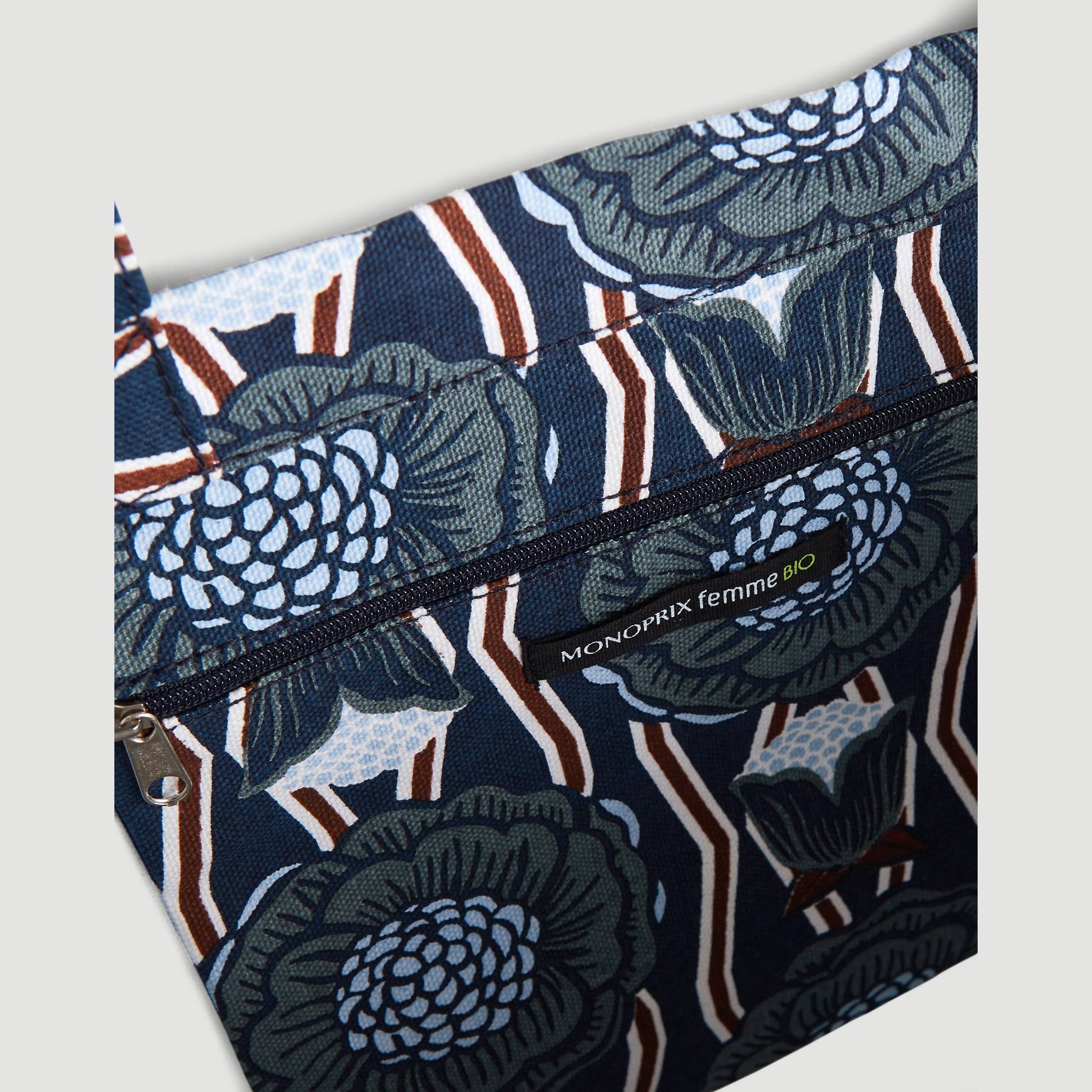 Tote bag imprimé en coton BIO, Bleu marine, large image number 2