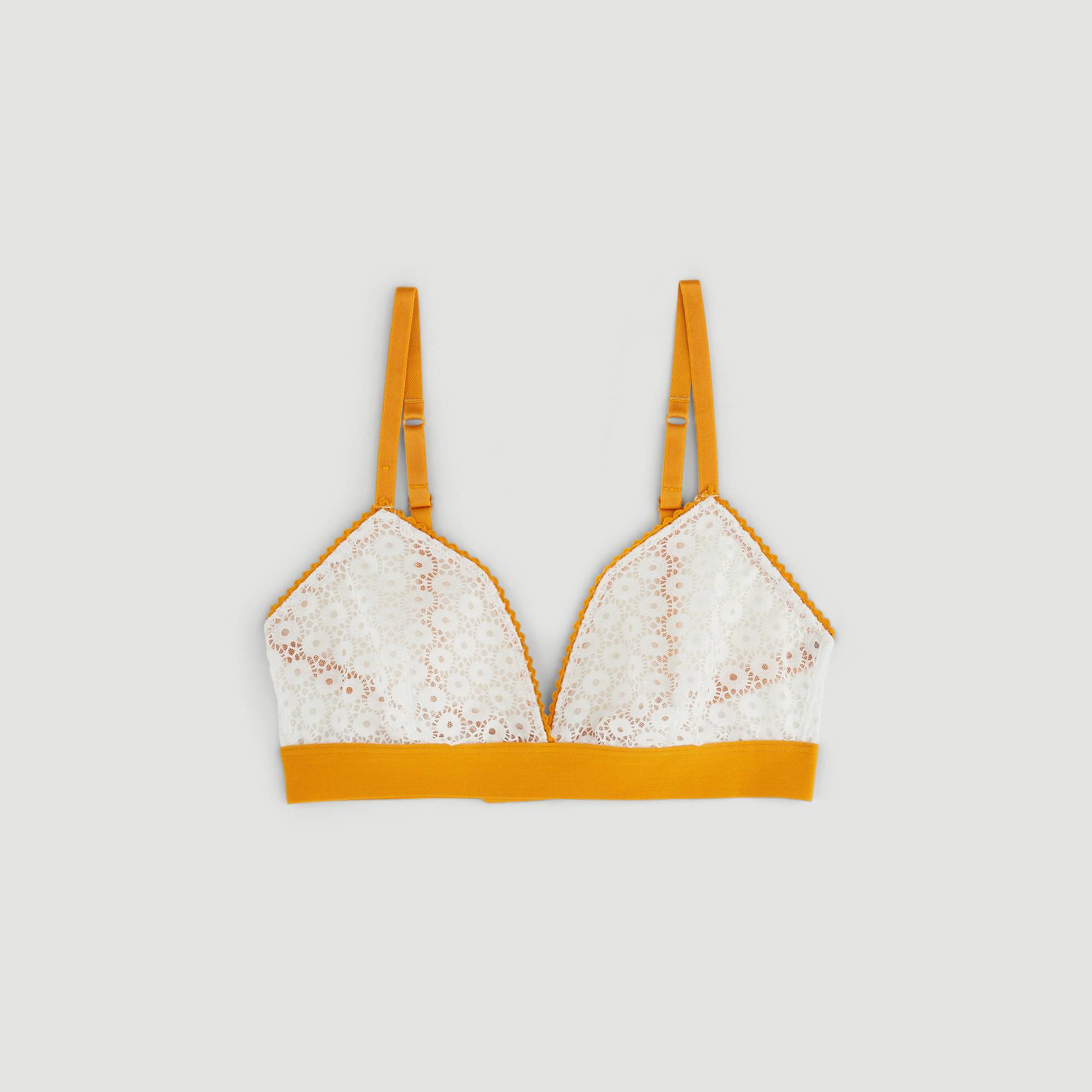 Soutien-gorge triangle en dentelle et pois, Ecru, large image number 2