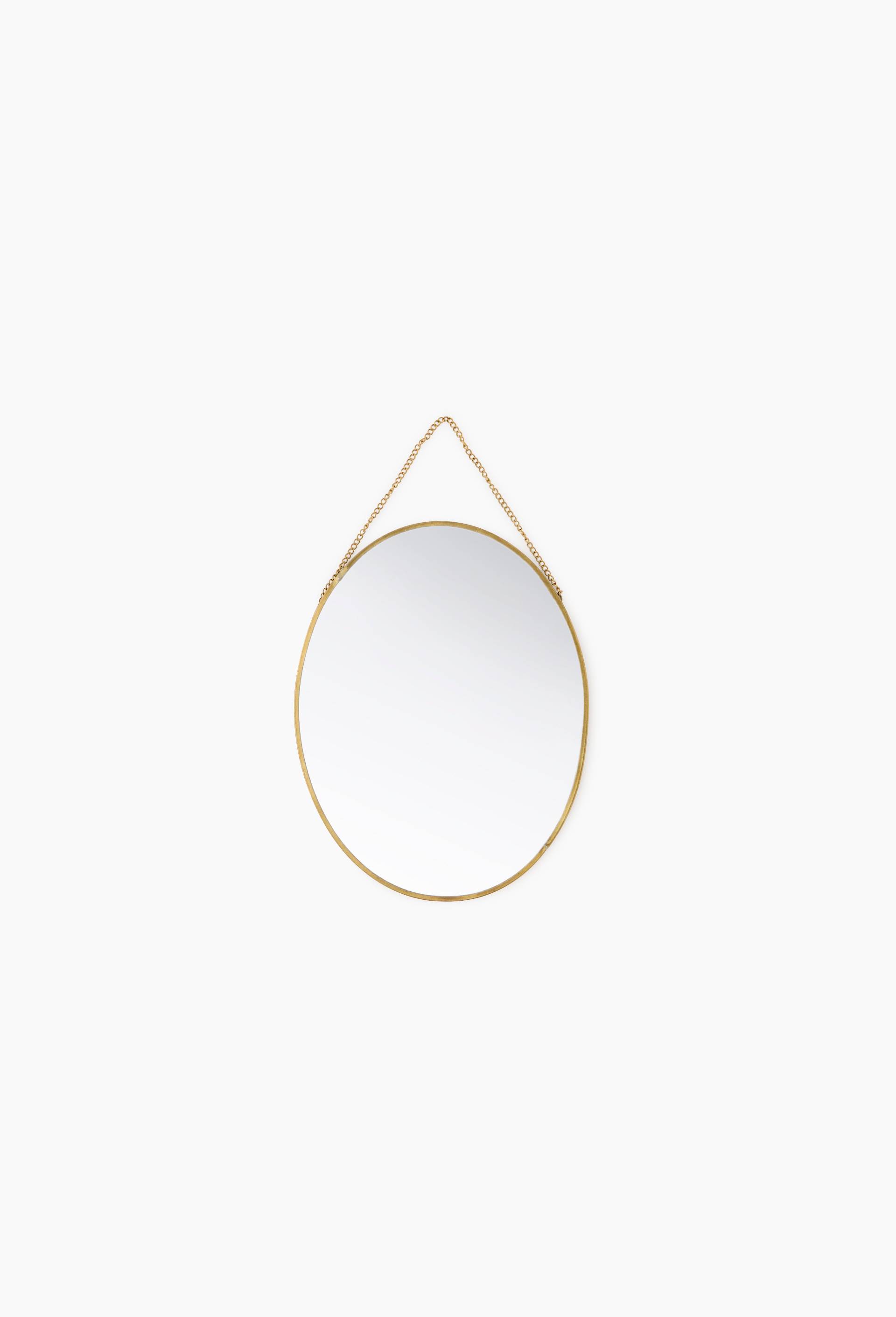 Miroir oval, &agrave; suspendre , 20x26cm, en m&eacute;tal, Or, large image number 0