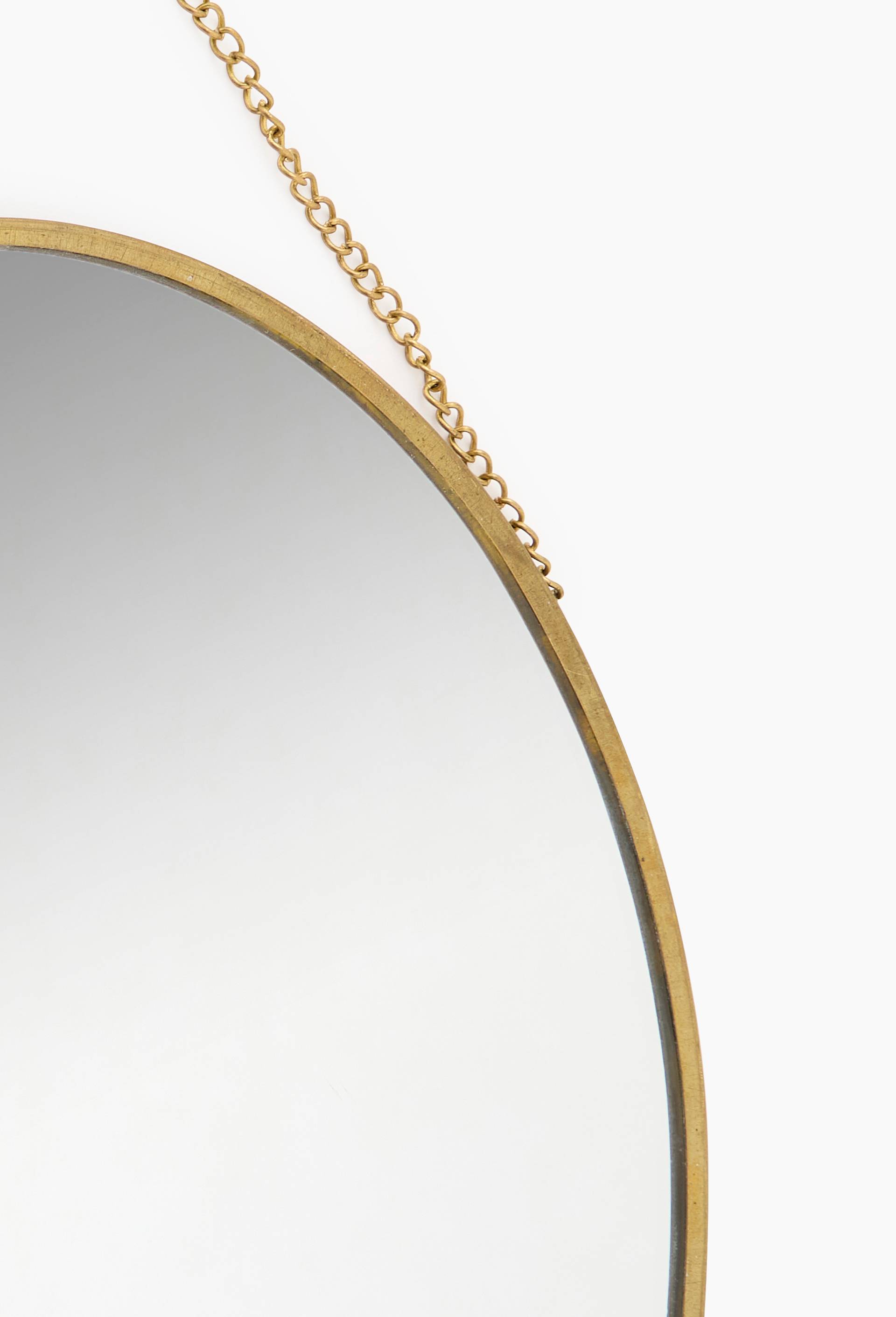 Miroir oval, &agrave; suspendre , 20x26cm, en m&eacute;tal, Or, large image number 1