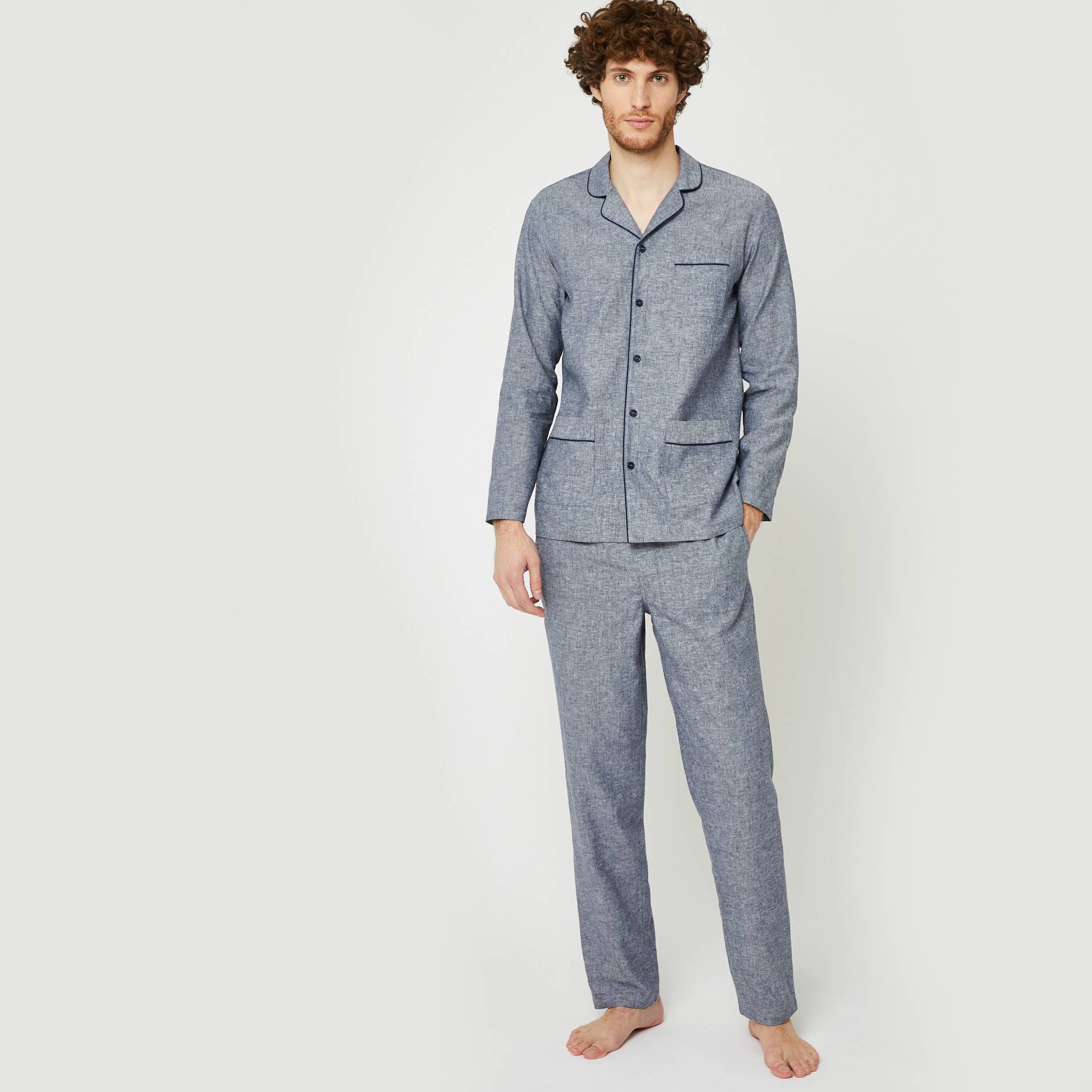 Ensemble pyjama contenant du lin, Bleu marine, large image number 0