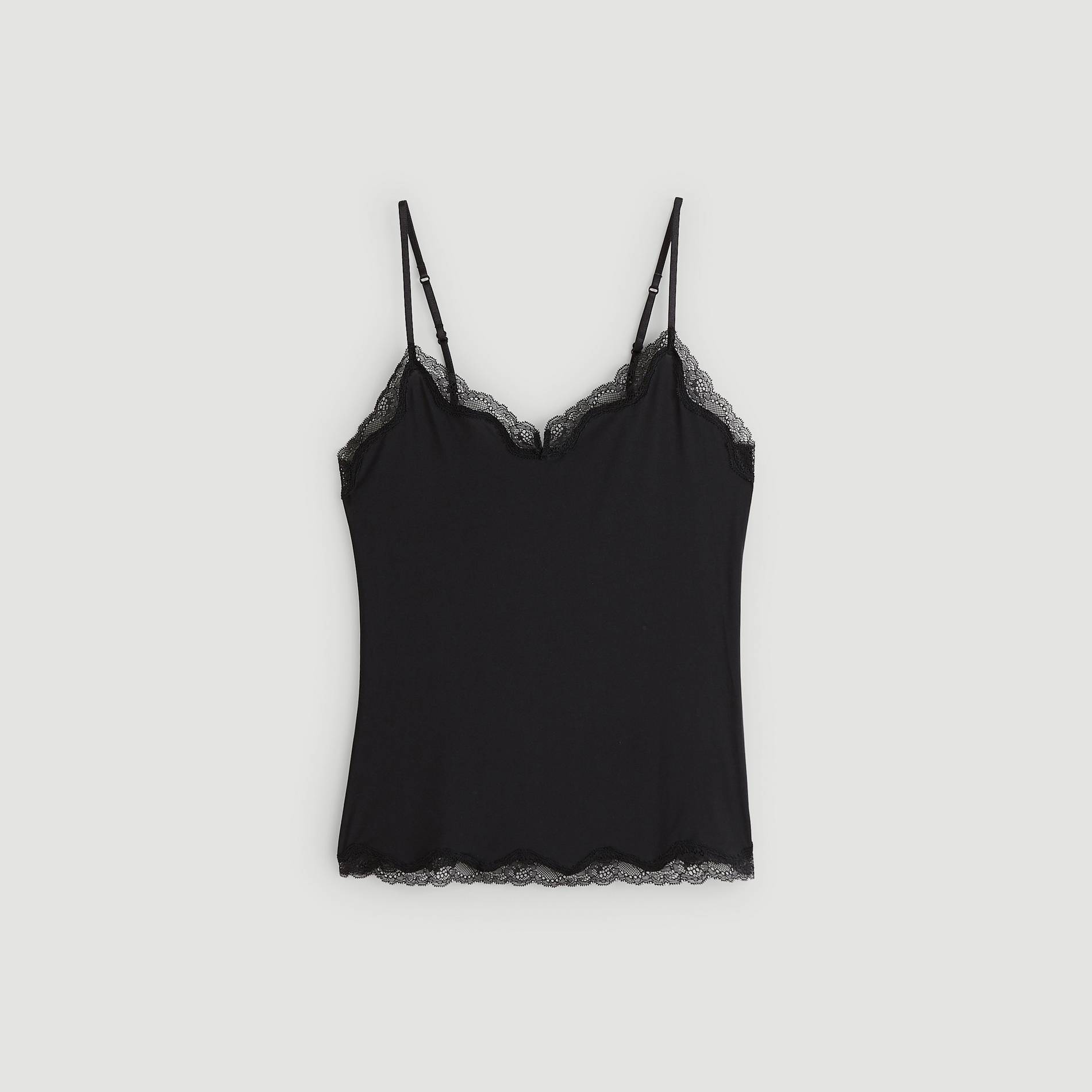 Débardeur en microfibre et dentelle, Noir, large image number 2
