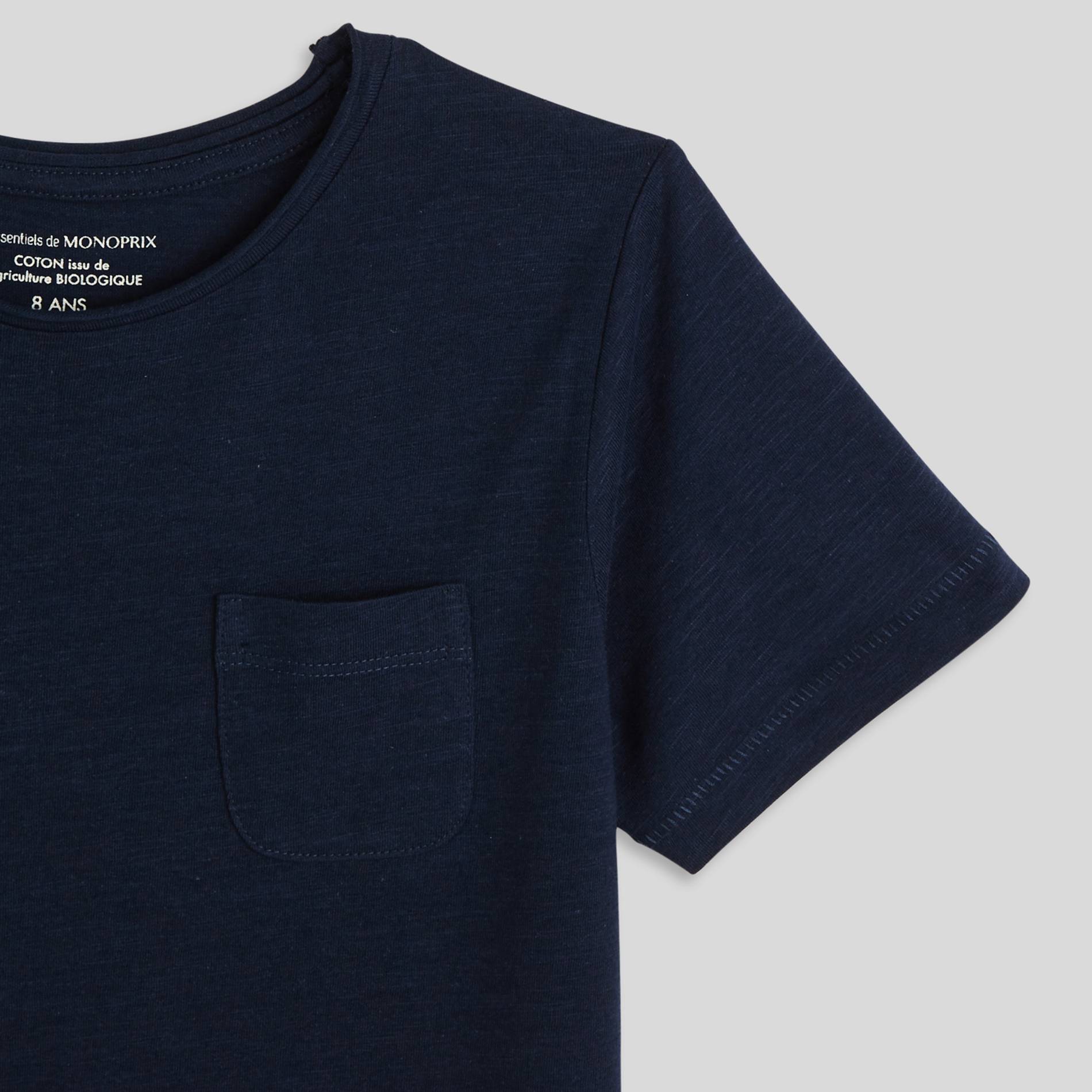 T-shirt manches courtes en coton BIO, Bleu marine, large image number 2.0