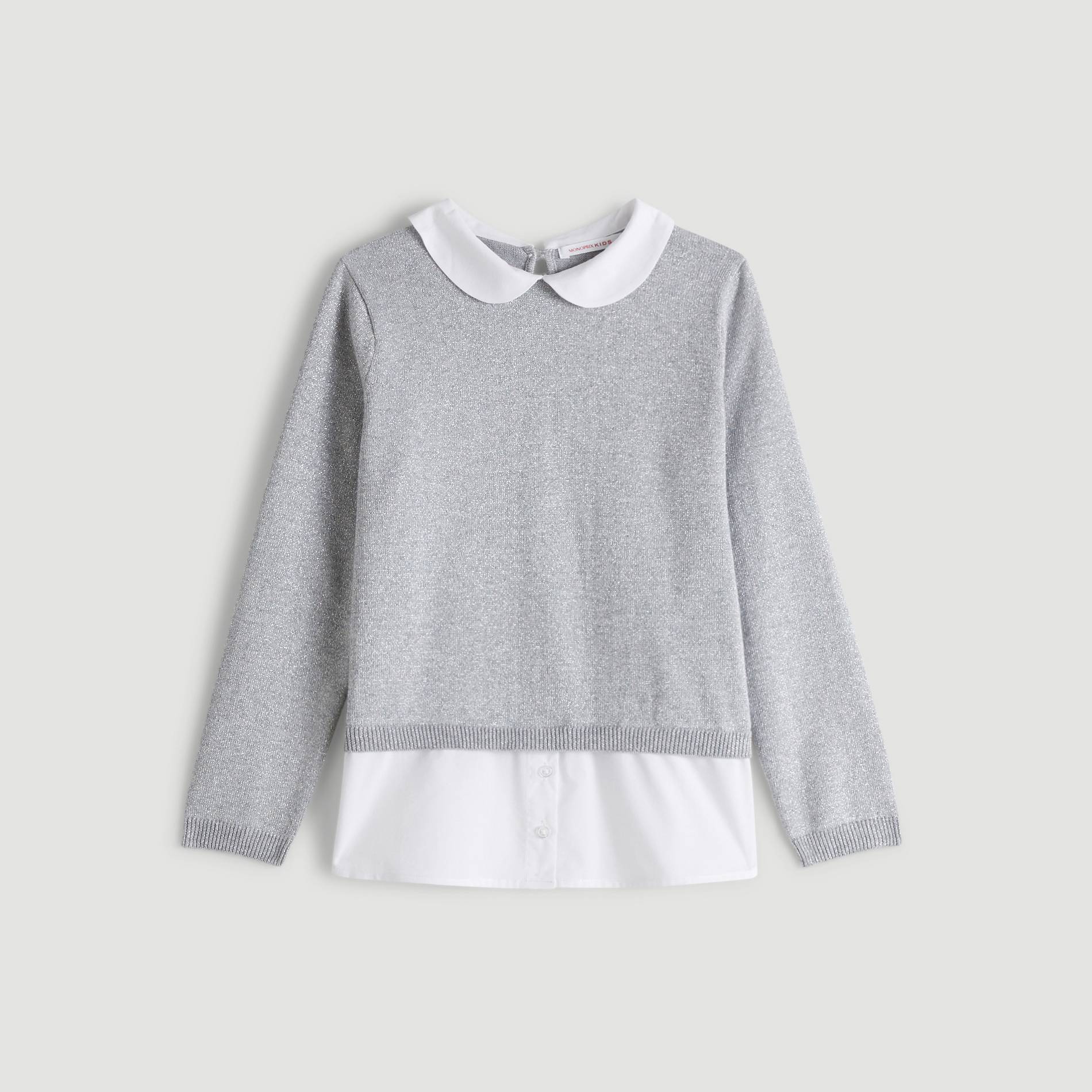 Pull bi-matières, Gris clair, large image number 0.0