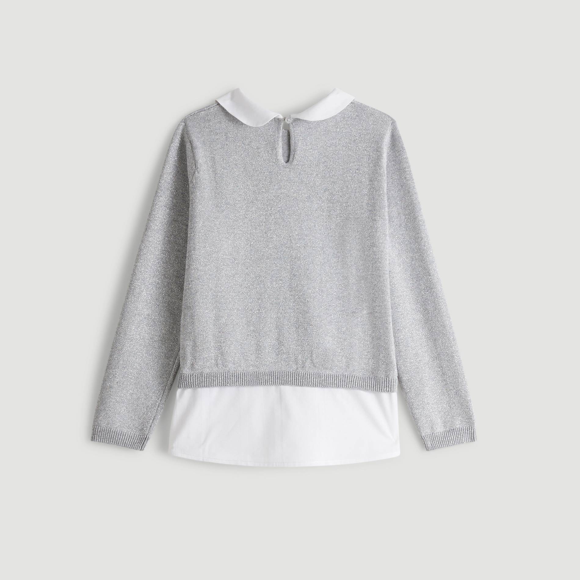 Pull bi-matières, Gris clair, large image number 1.0