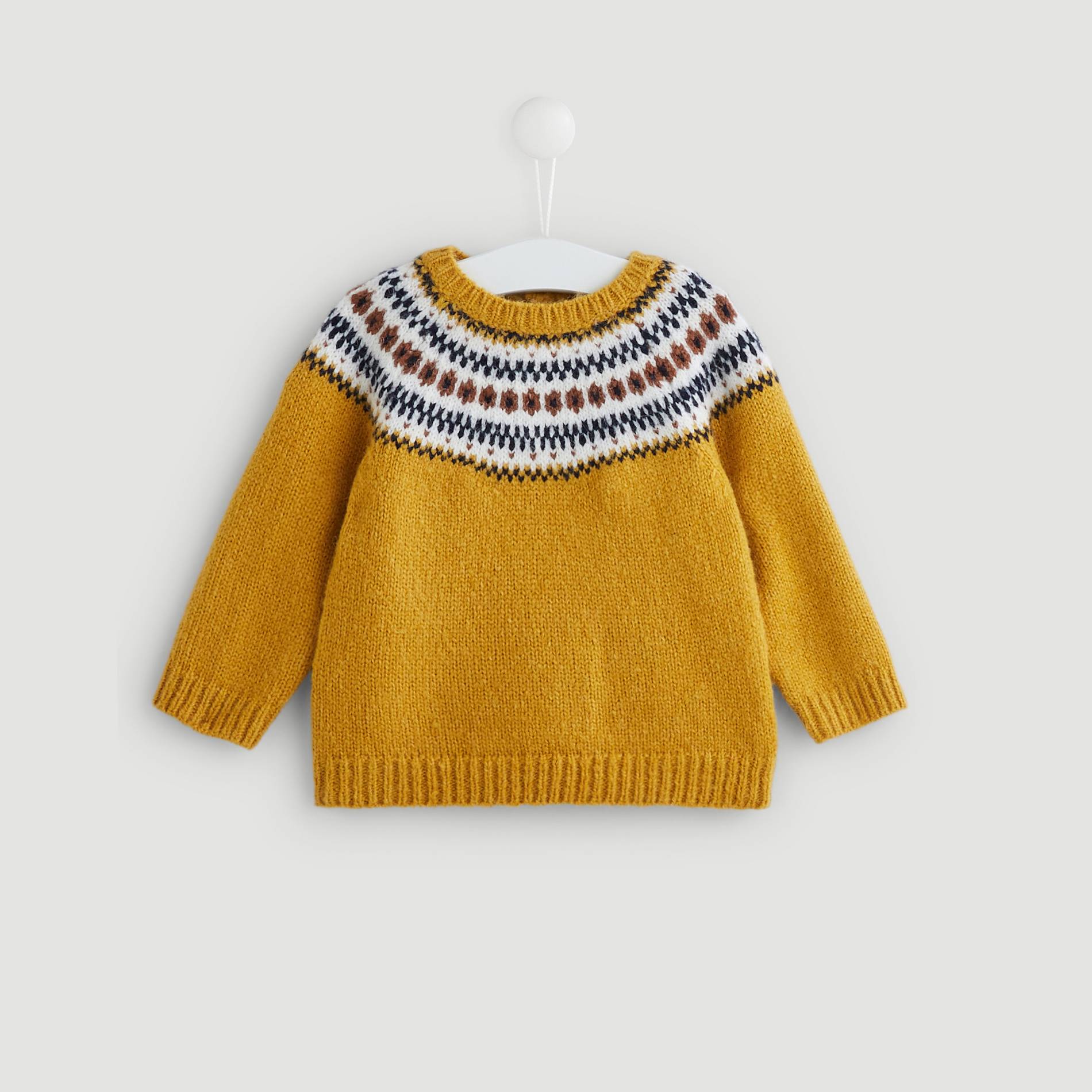 Pull jacquard, Moutarde, large image number 0.0
