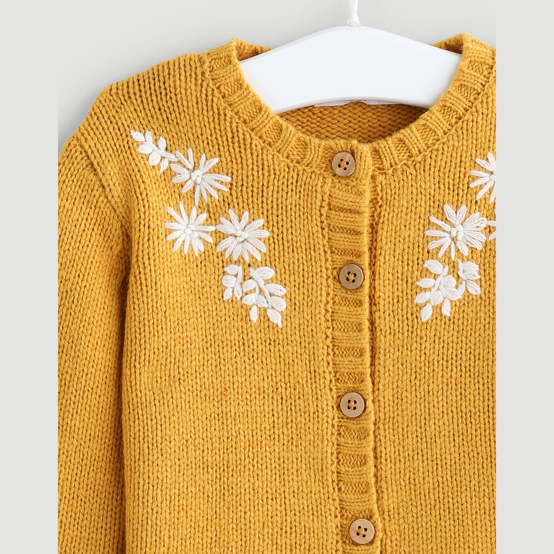 Cardigan brodé, Moutarde, large image number 2