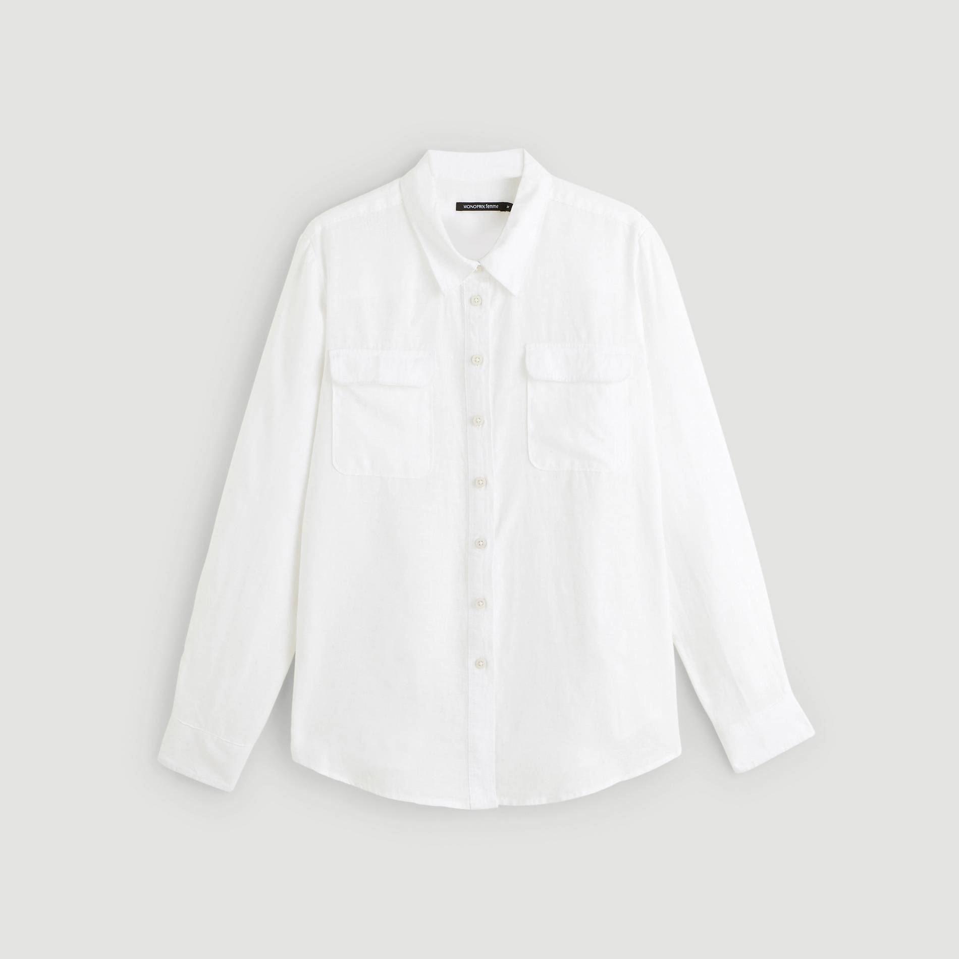 Chemise en lin motif Prince de Galles, Blanc, large image number 2