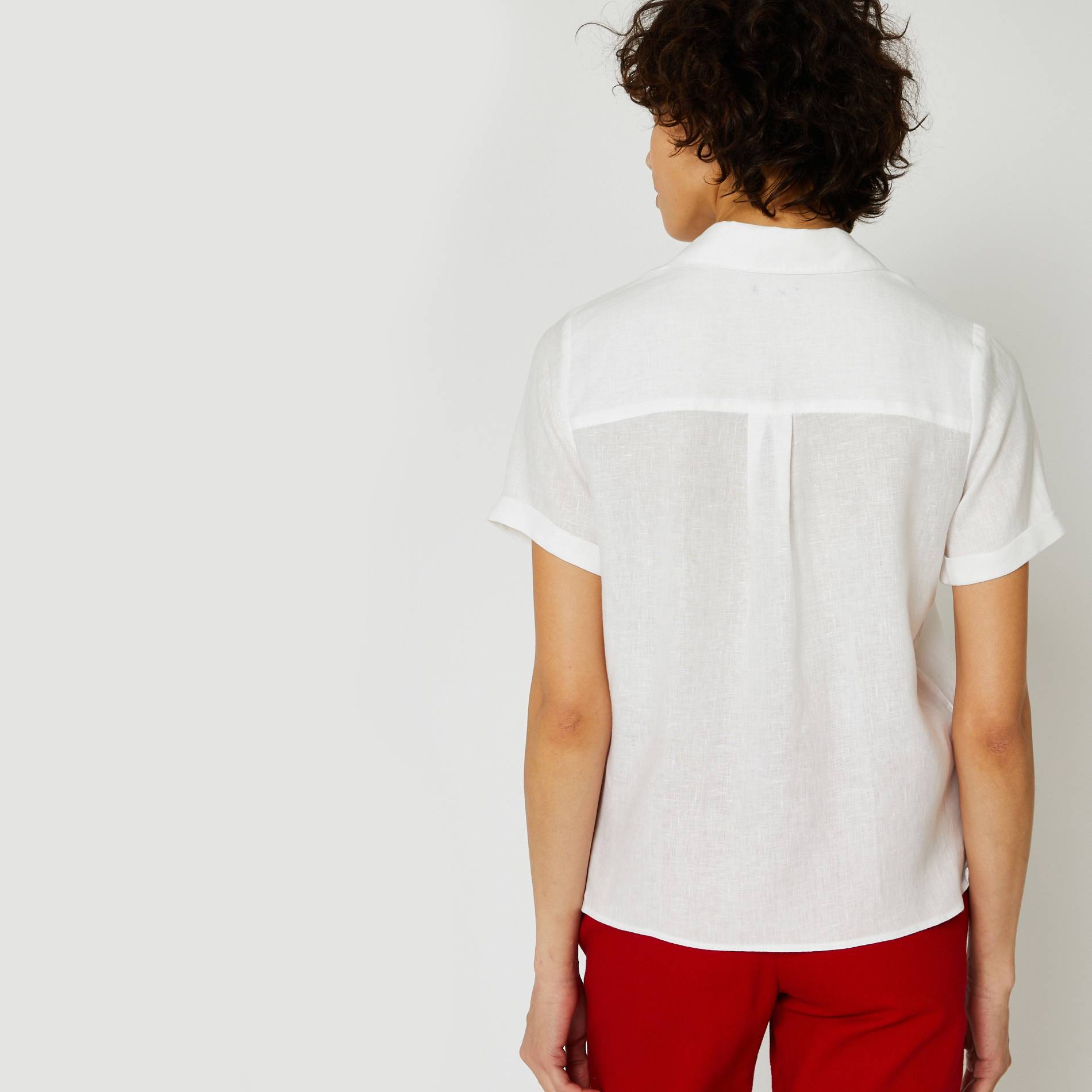 Chemise manches courtes en lin, Blanc, large image number 1