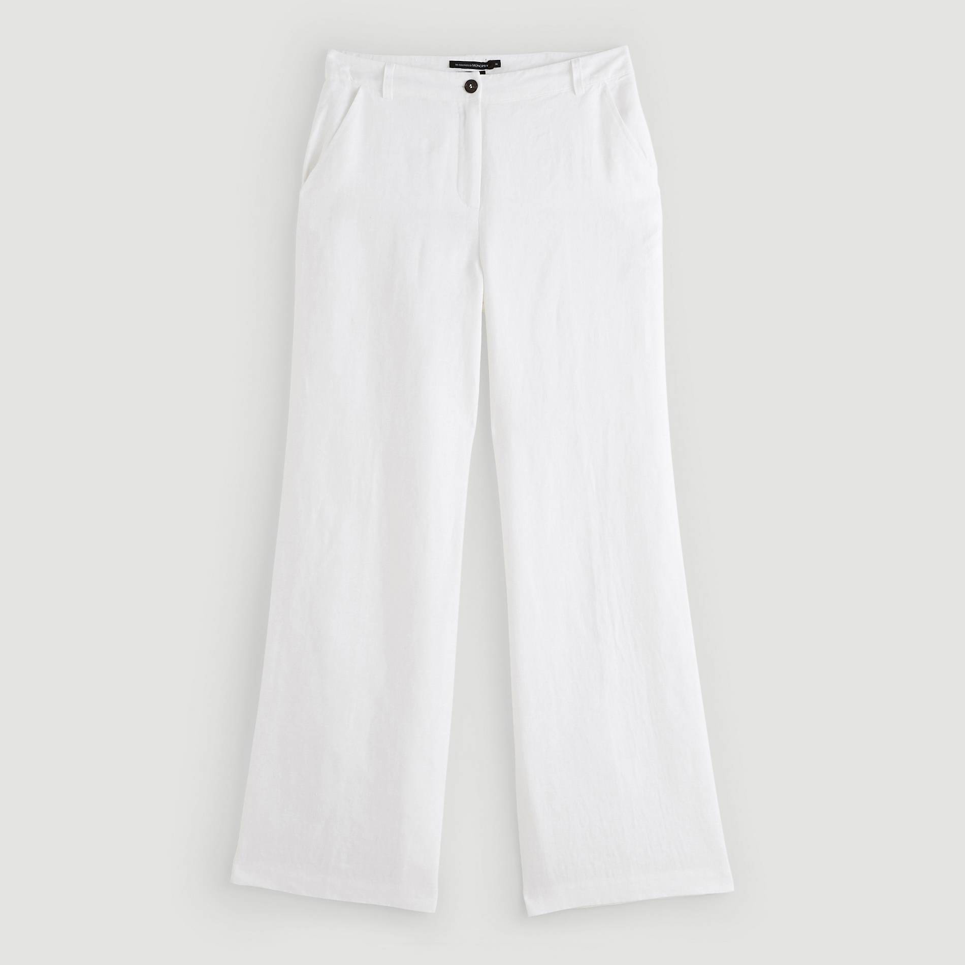 Pantalon large en lin, Blanc, large image number 2.0