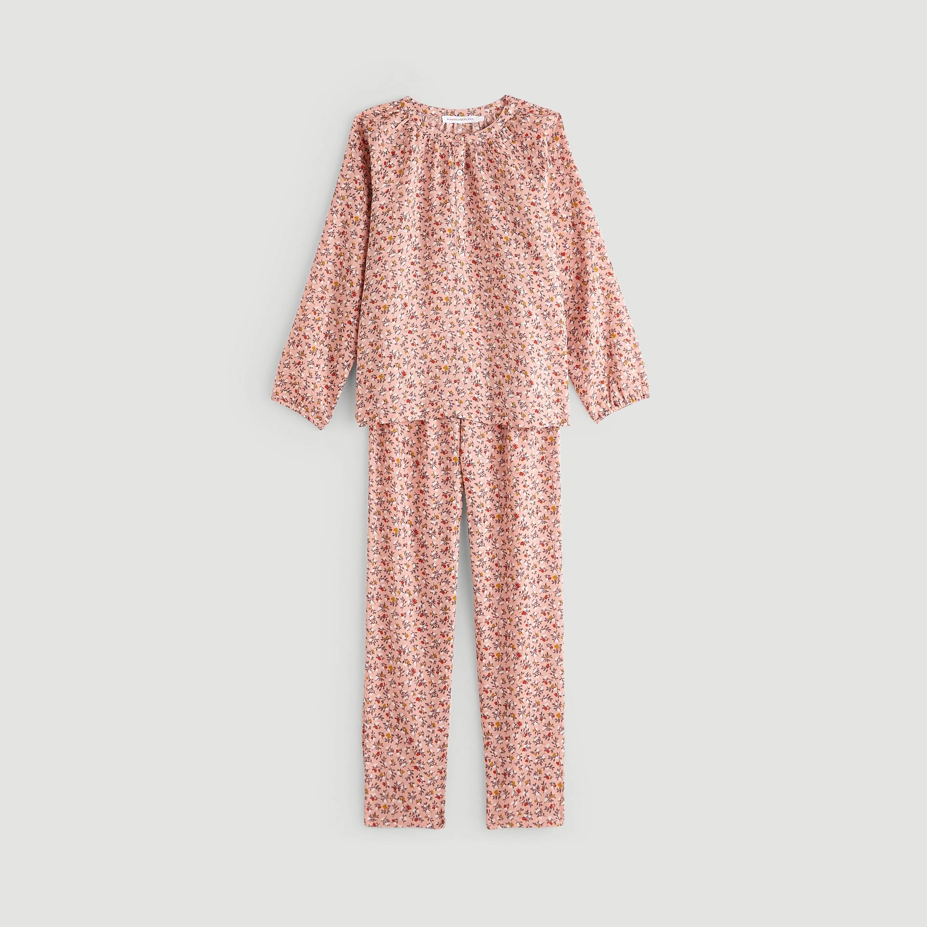 Pyjama long imprimé floral, Rose clair, large image number 0