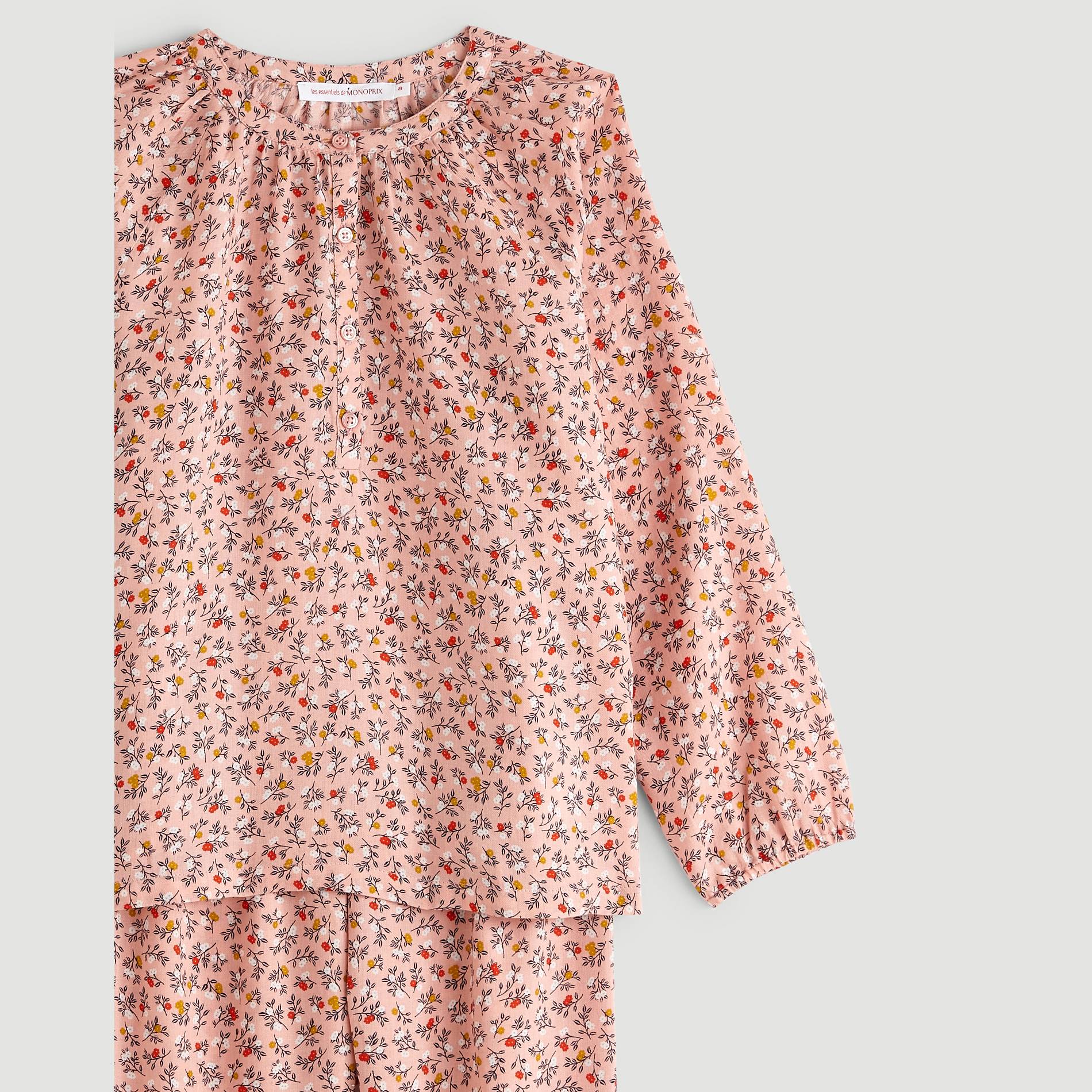 Pyjama long imprimé floral, Rose clair, large image number 2