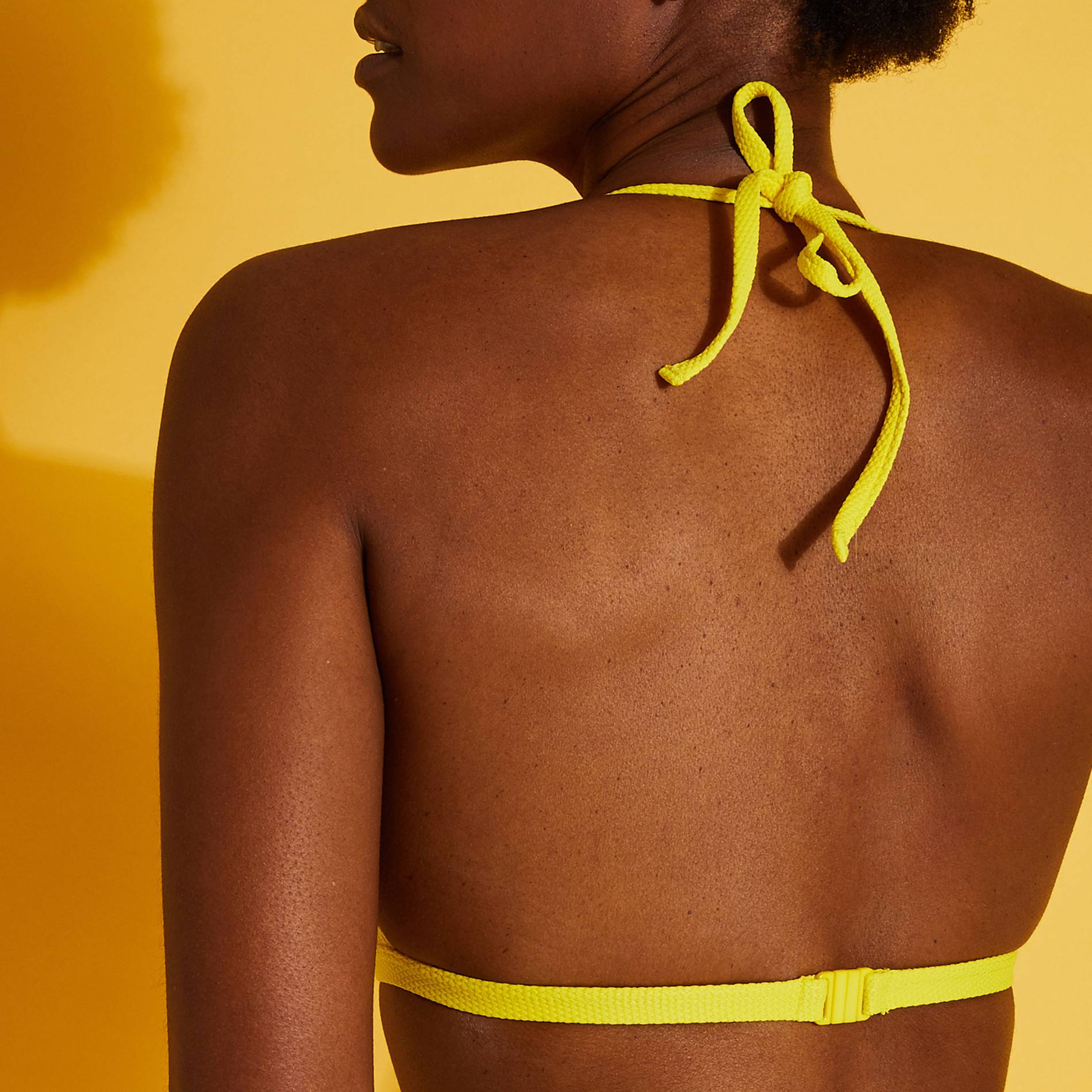 Haut de maillot de bain forme triangle, Jaune vif, large image number 1